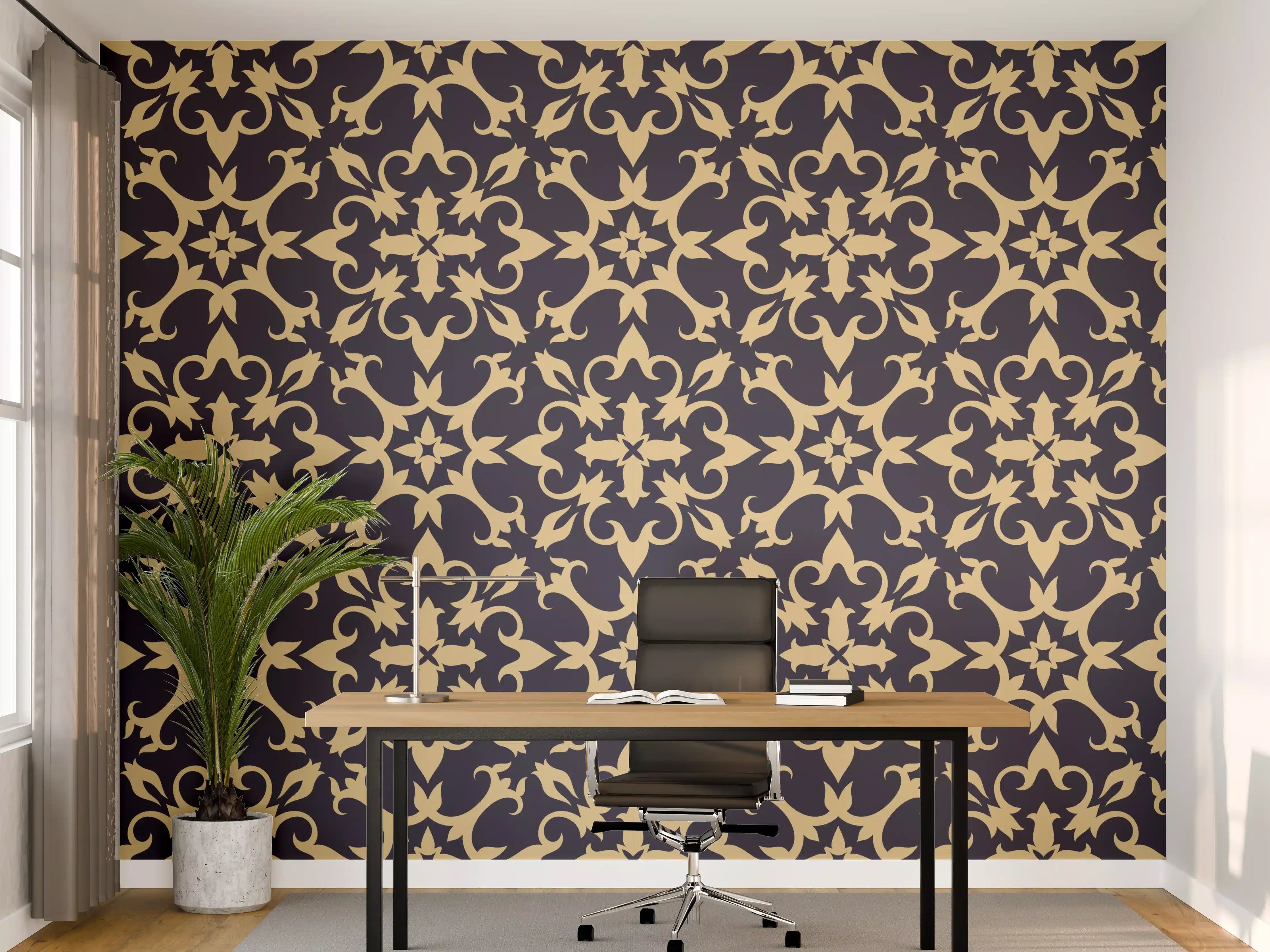 Büro Wandgestaltung - Gelbes Ornament-Muster