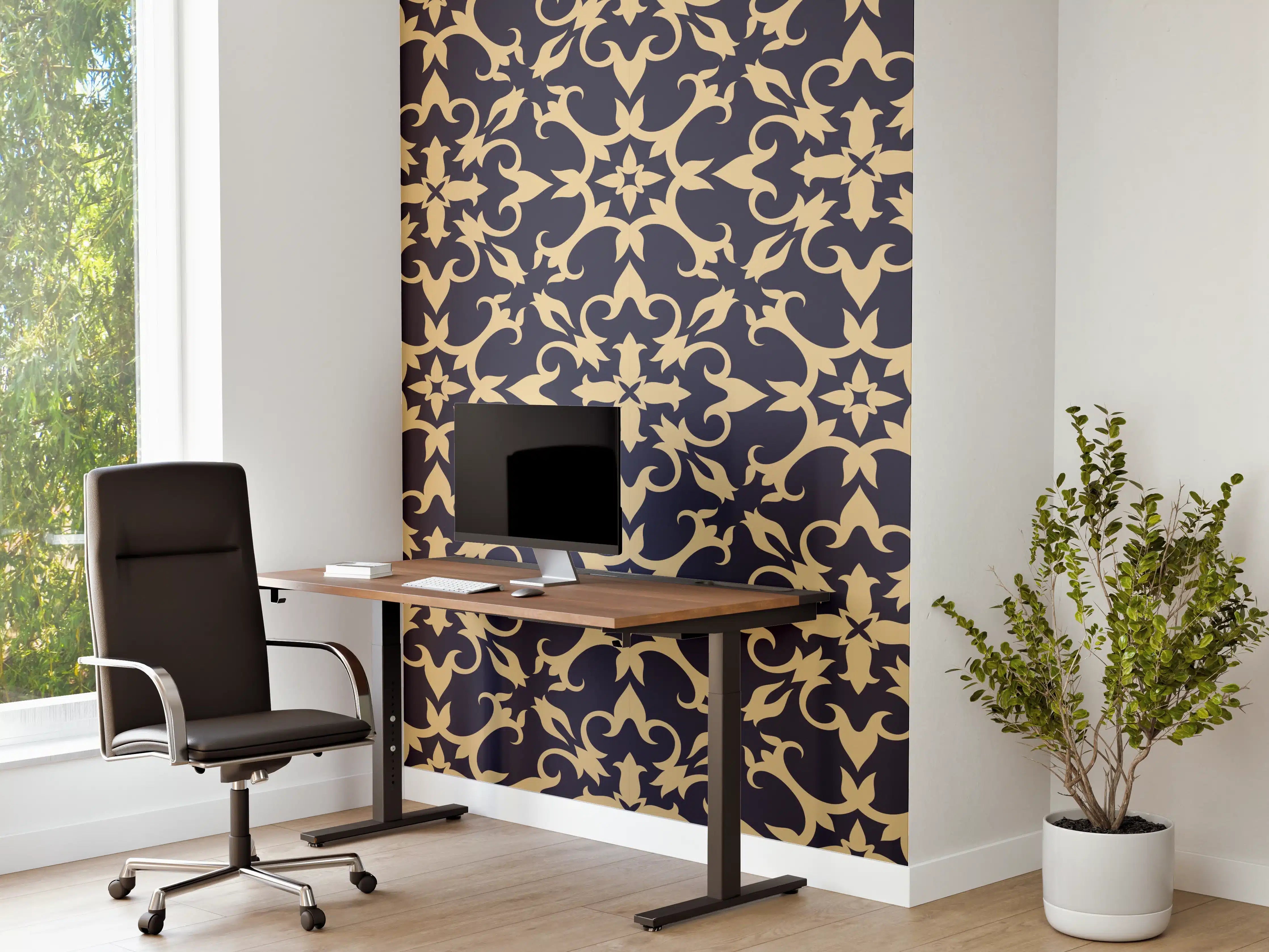 Büro Wandgestaltung - Gelbes Ornament-Muster