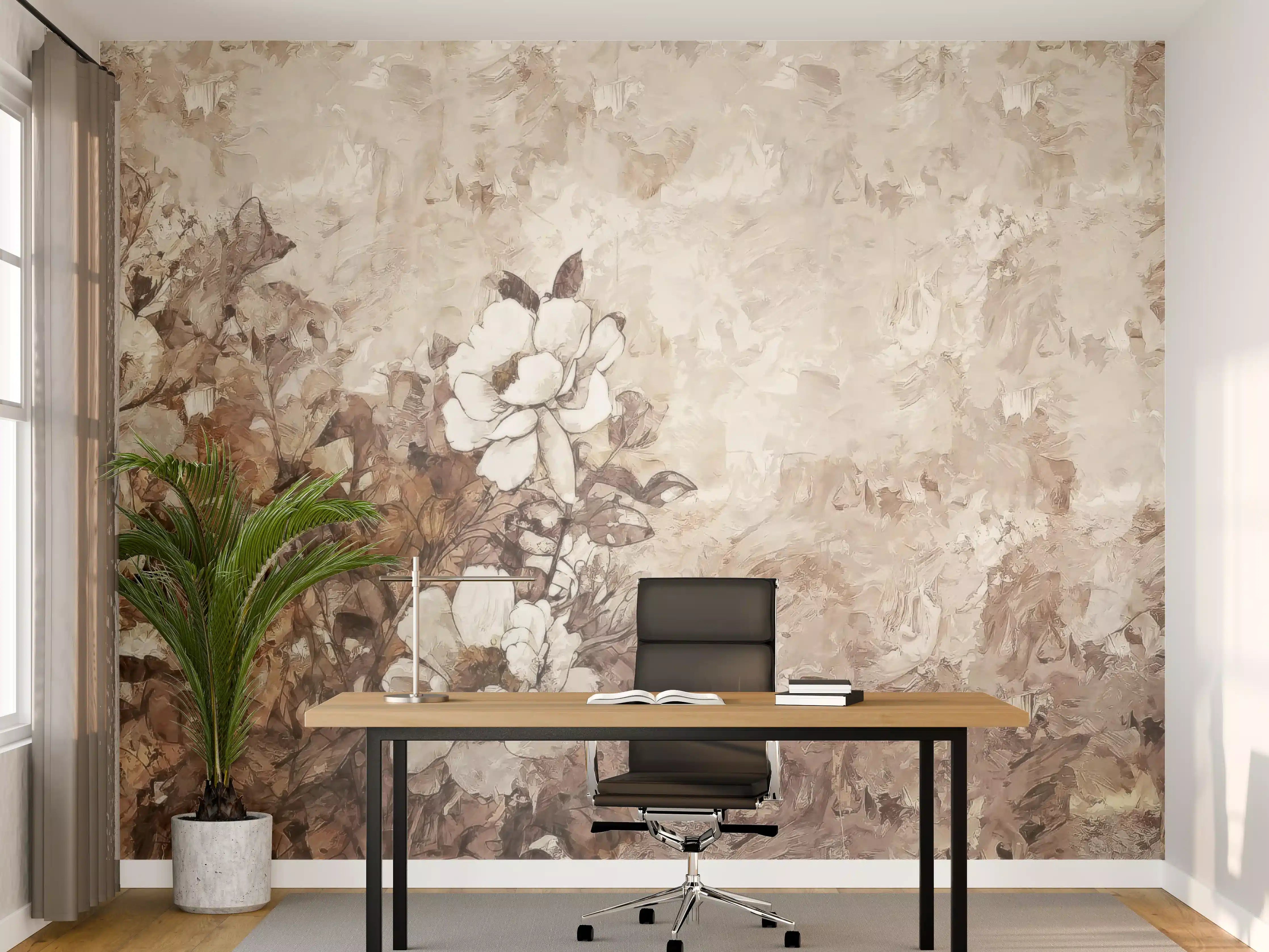 Büro Wandgestaltung - Gemälde . weiße Blüten