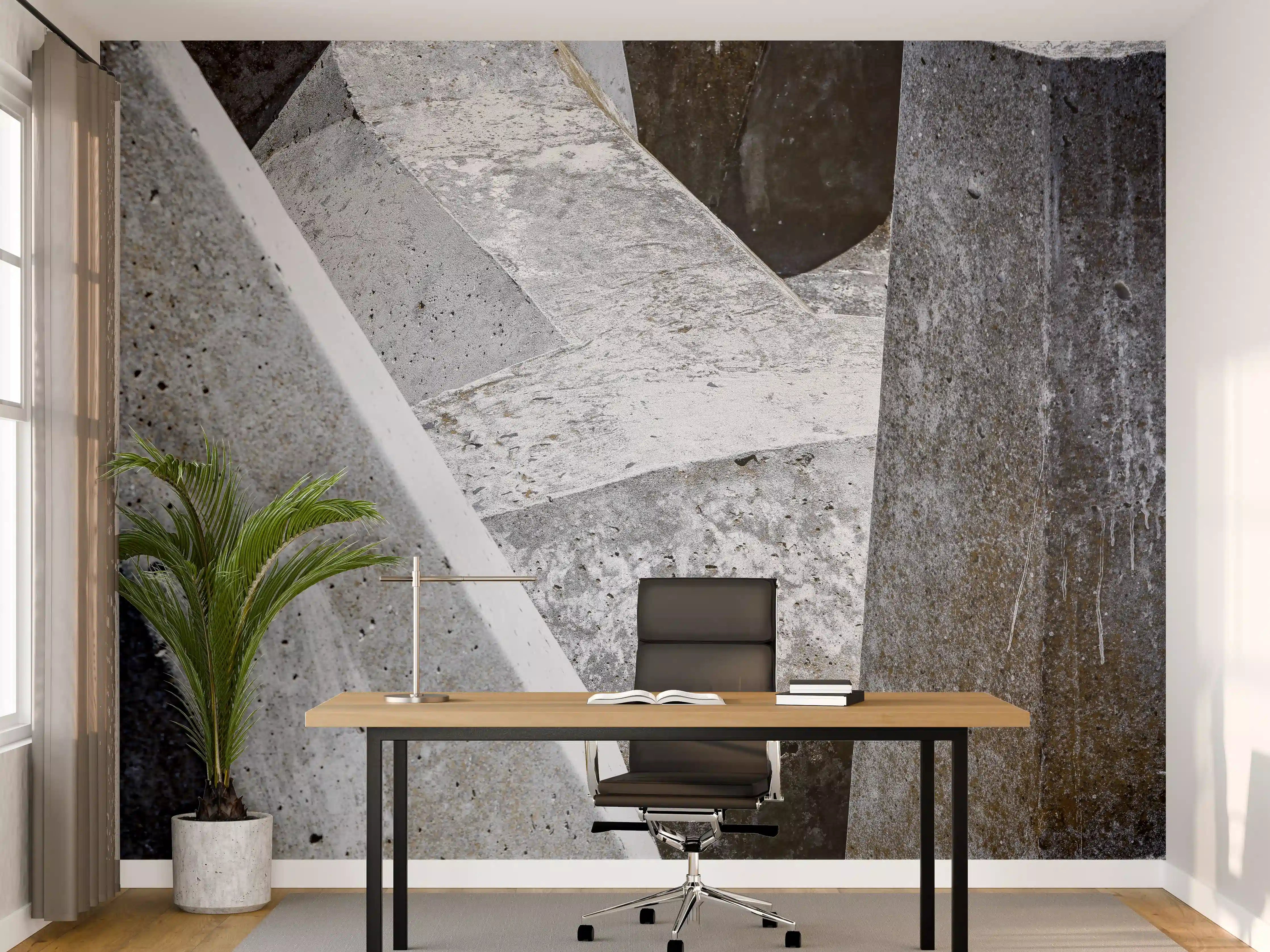 Büro Wandgestaltung - Geometrie in Grau-Weiß