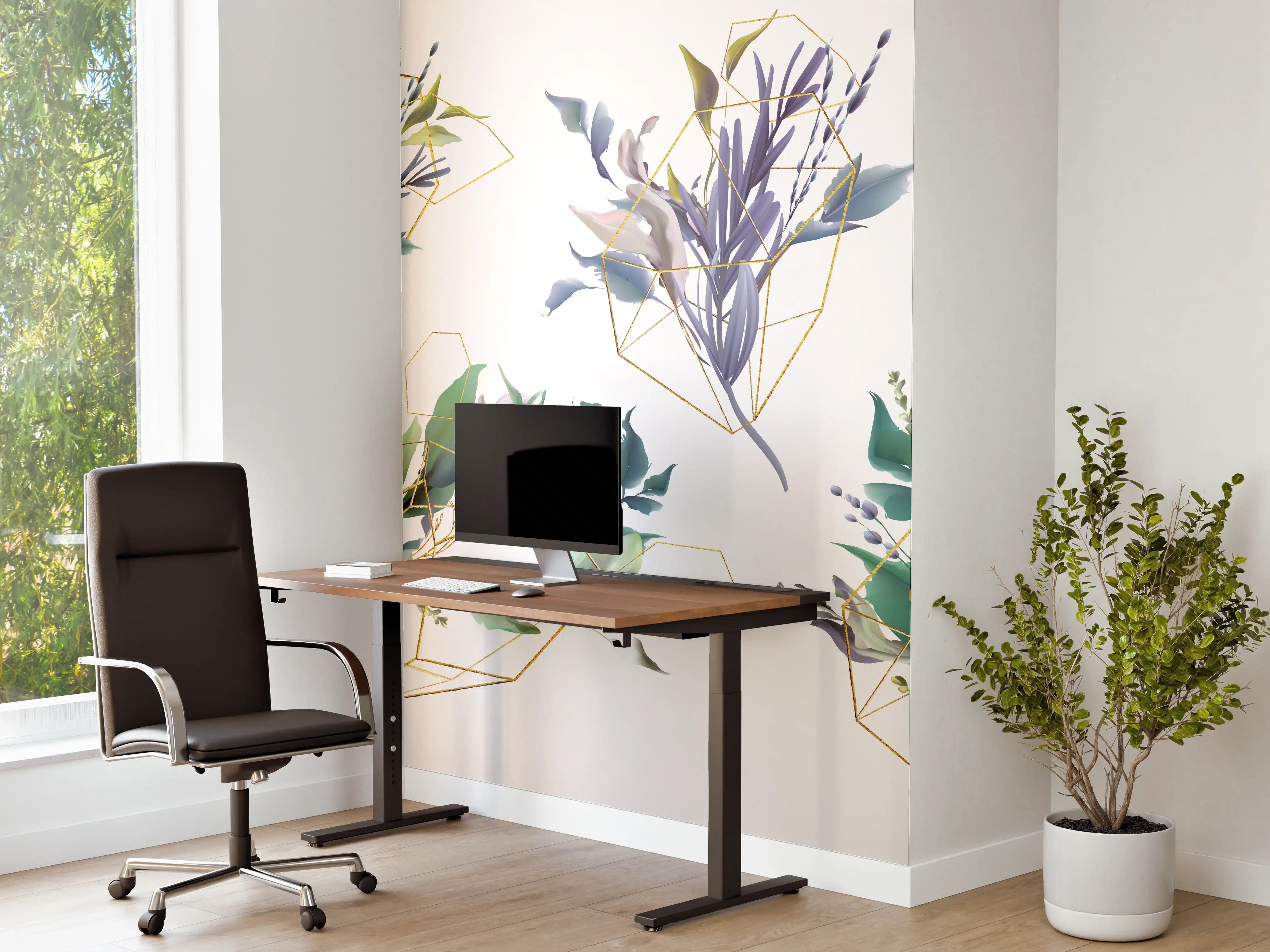 Büro Wandgestaltung - Geometrisch-Florales Kunstwerk