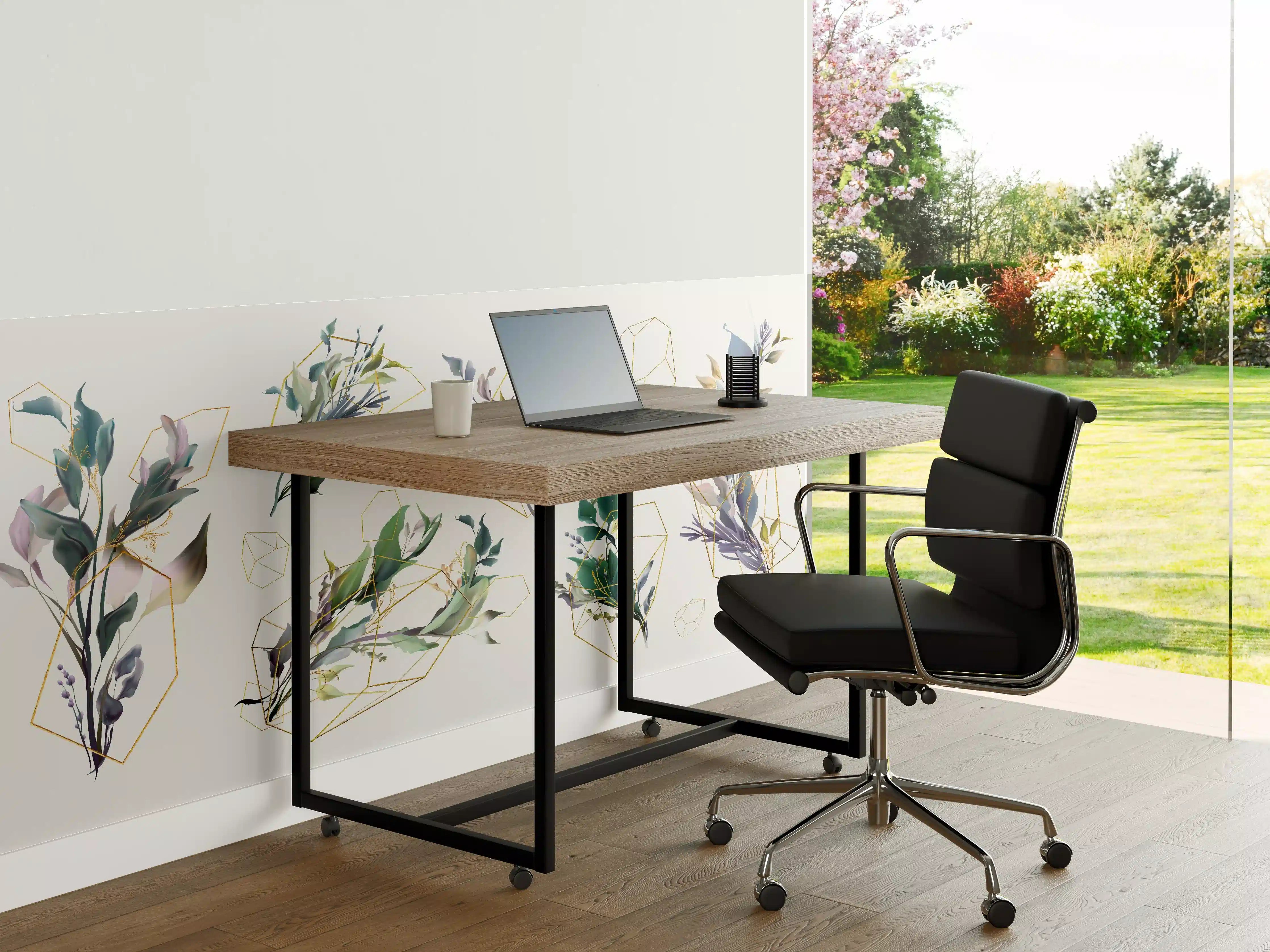 Büro Wandgestaltung - Geometrisch-Florales Kunstwerk
