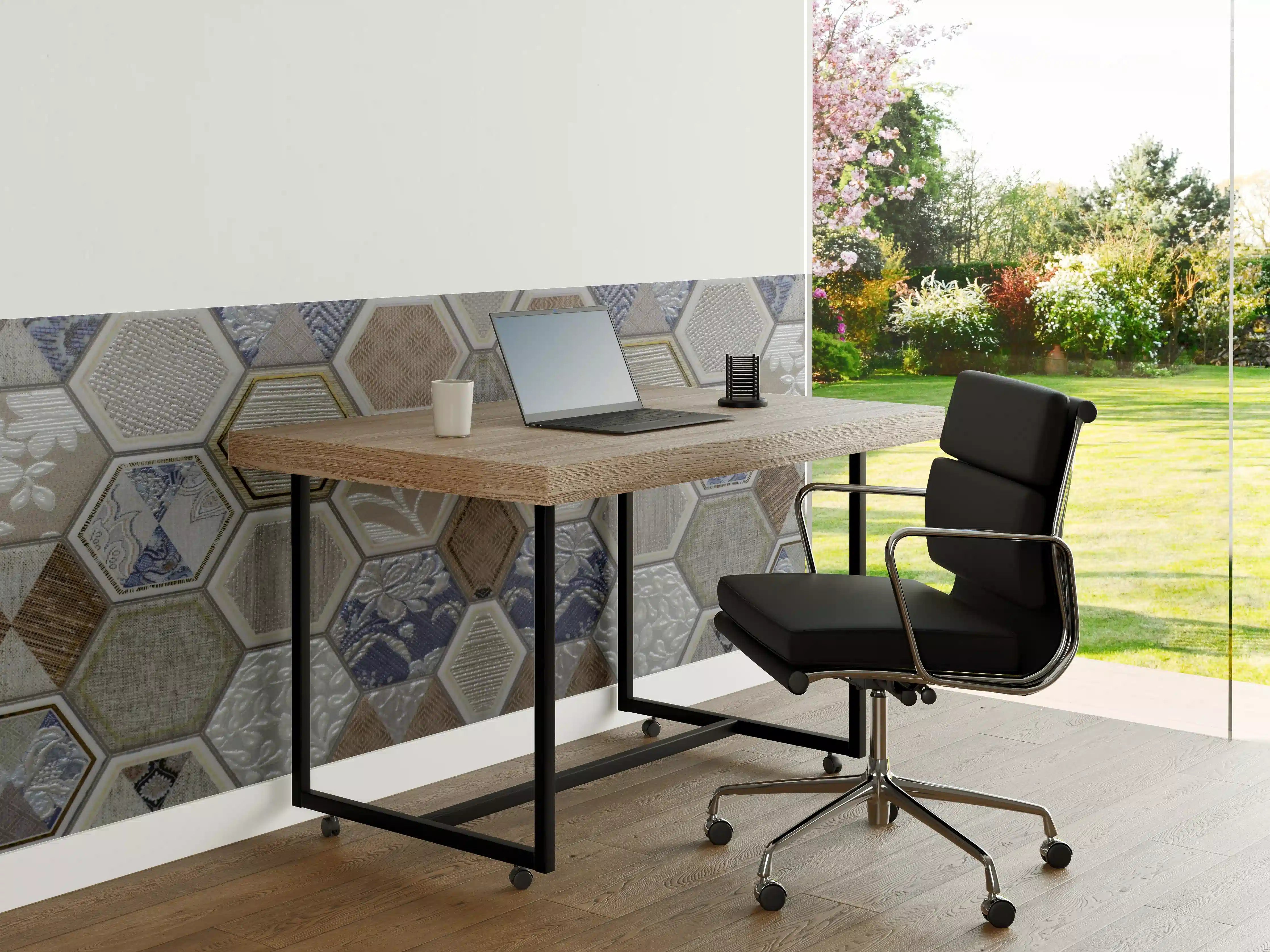 Büro Wandgestaltung - Geometrische Blau-Beige Fliesen