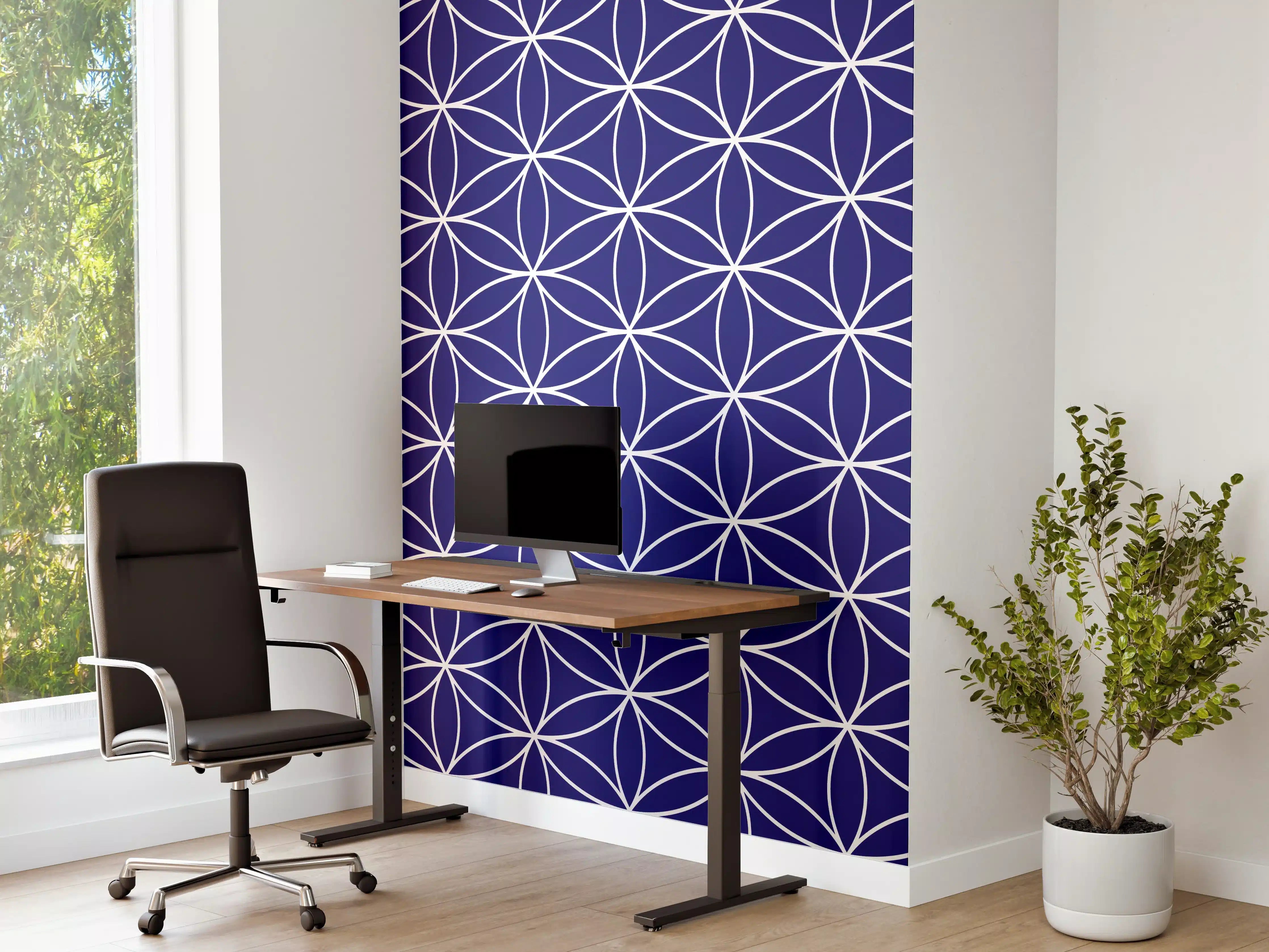 Büro Wandgestaltung - Geometrische Blautöne