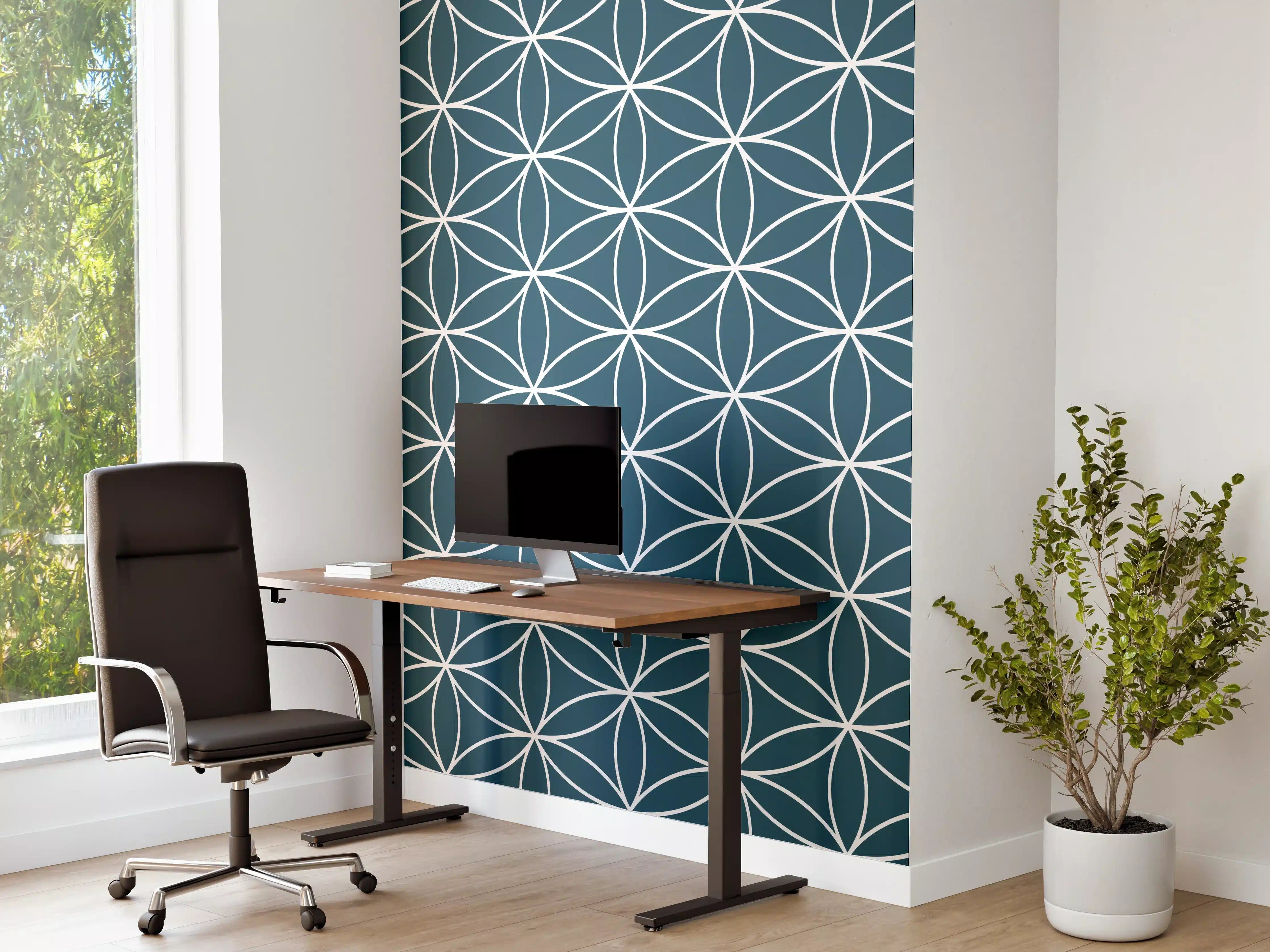 Büro Wandgestaltung - Geometrische Blauw-Tiefen-Textur