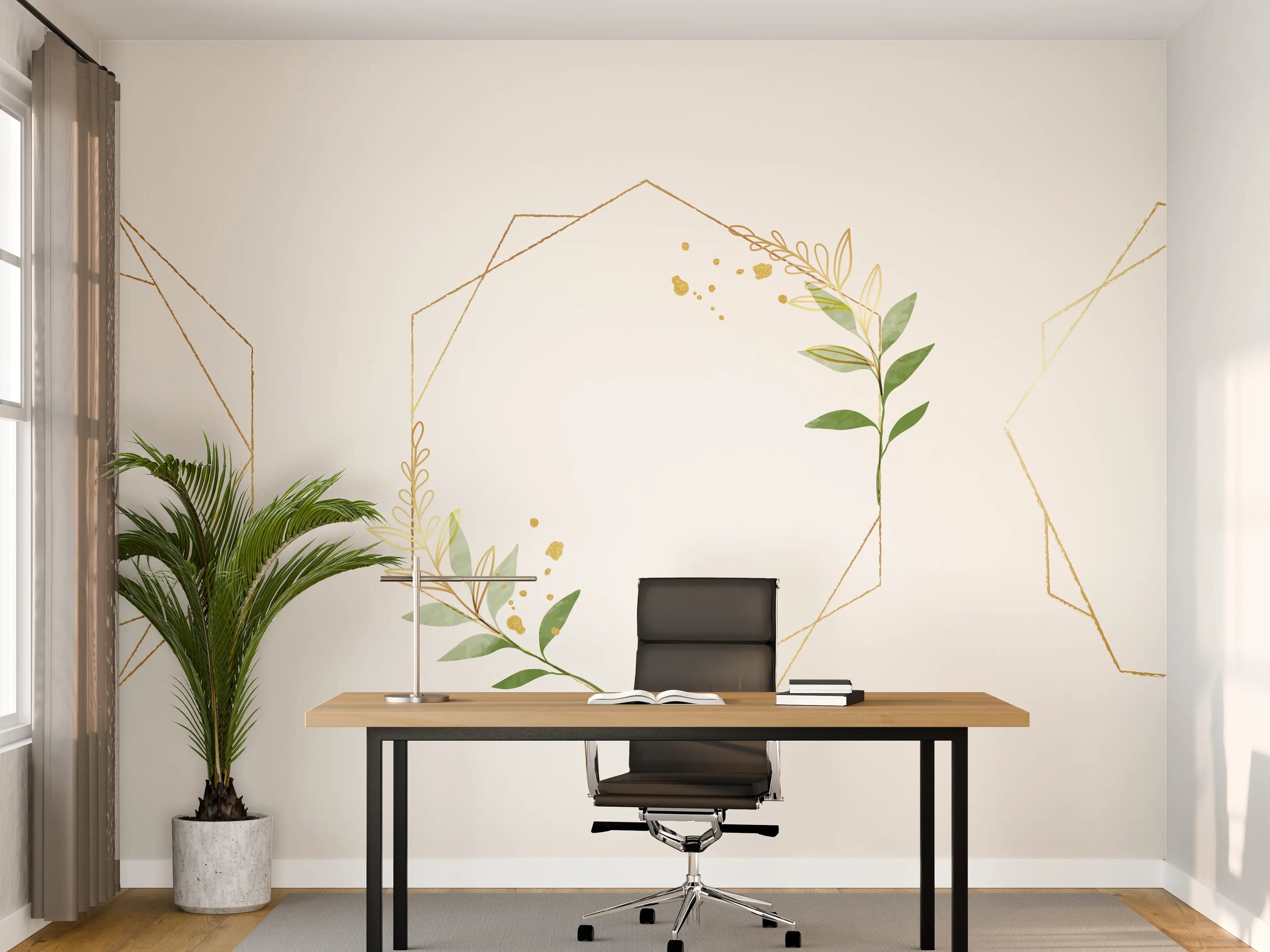 Büro Wandgestaltung - Geometrische Blumenrahmen Gold