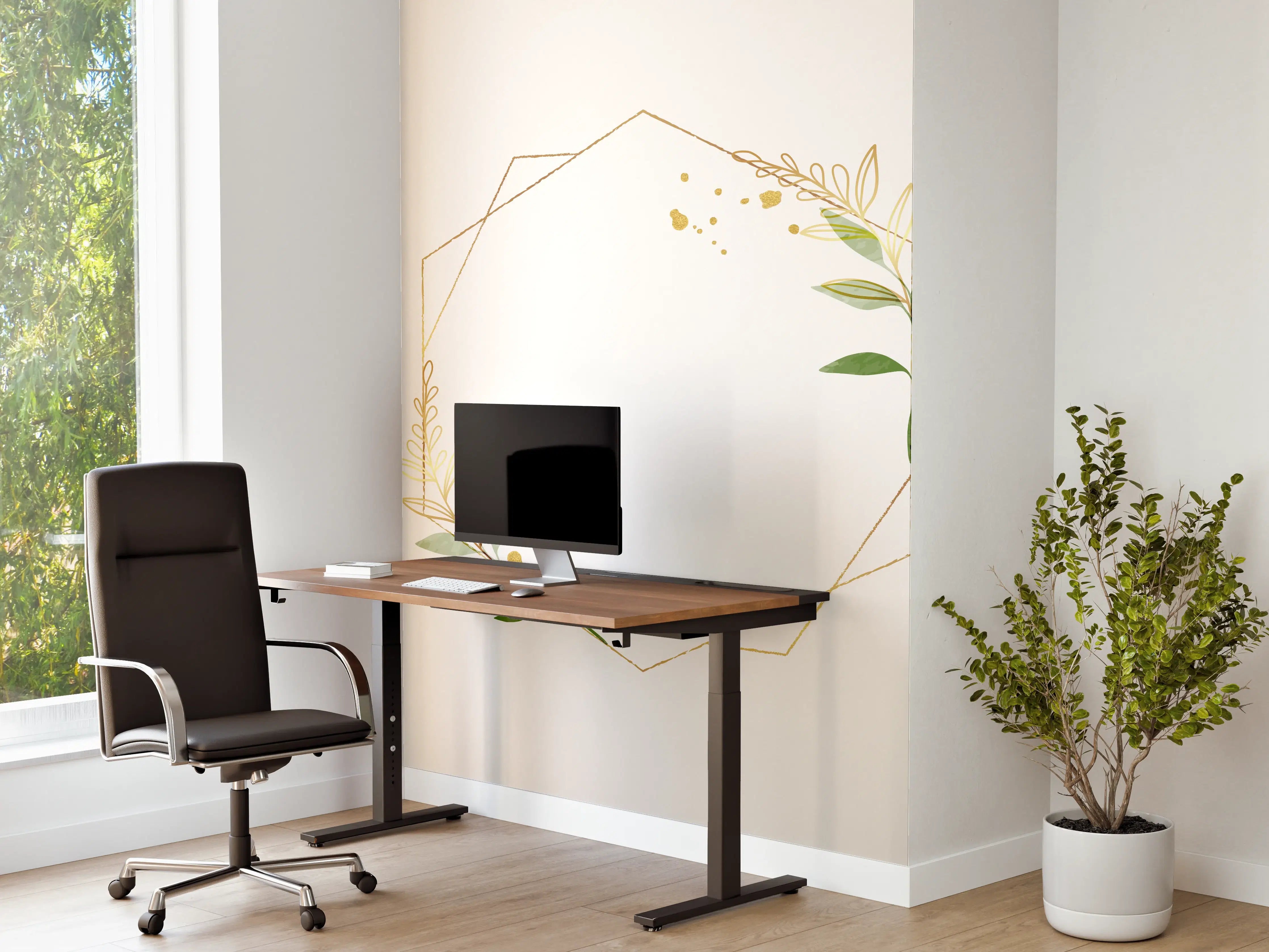 Büro Wandgestaltung - Geometrische Blumenrahmen Gold