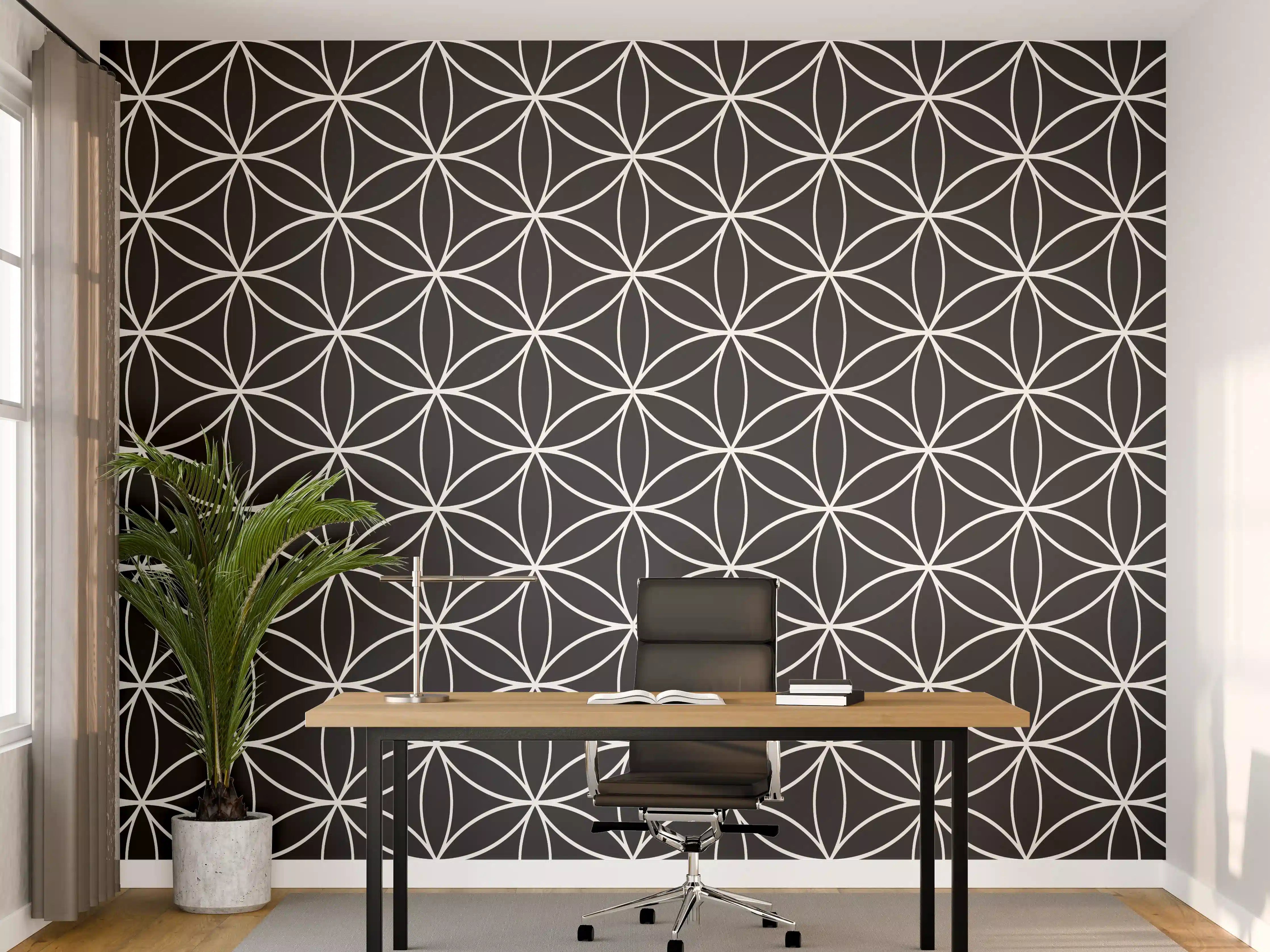 Büro Wandgestaltung - Geometrische Fliesen in Schwarz-Weiß