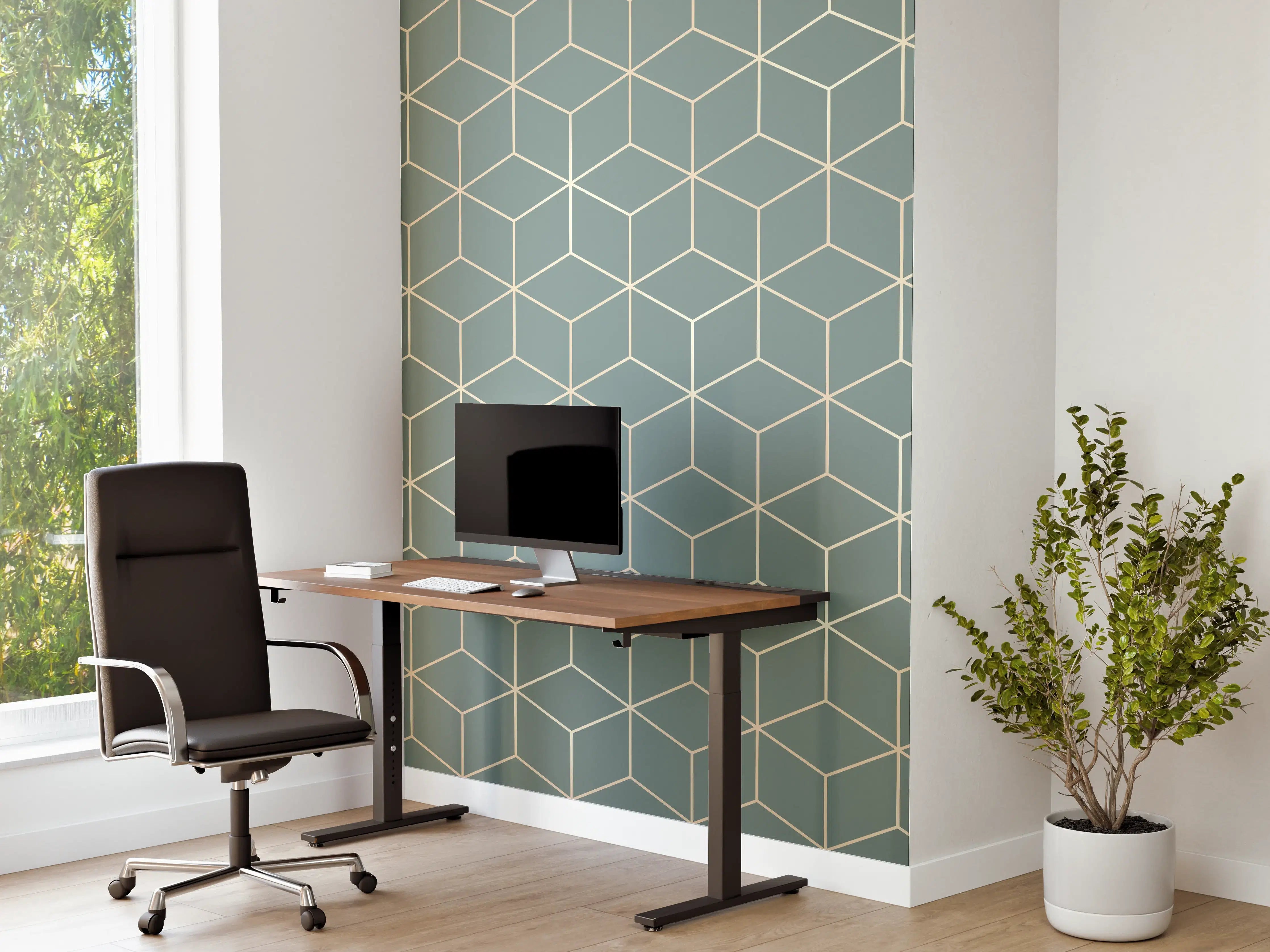 Büro Wandgestaltung - Geometrische Grau-Muster Tapete
