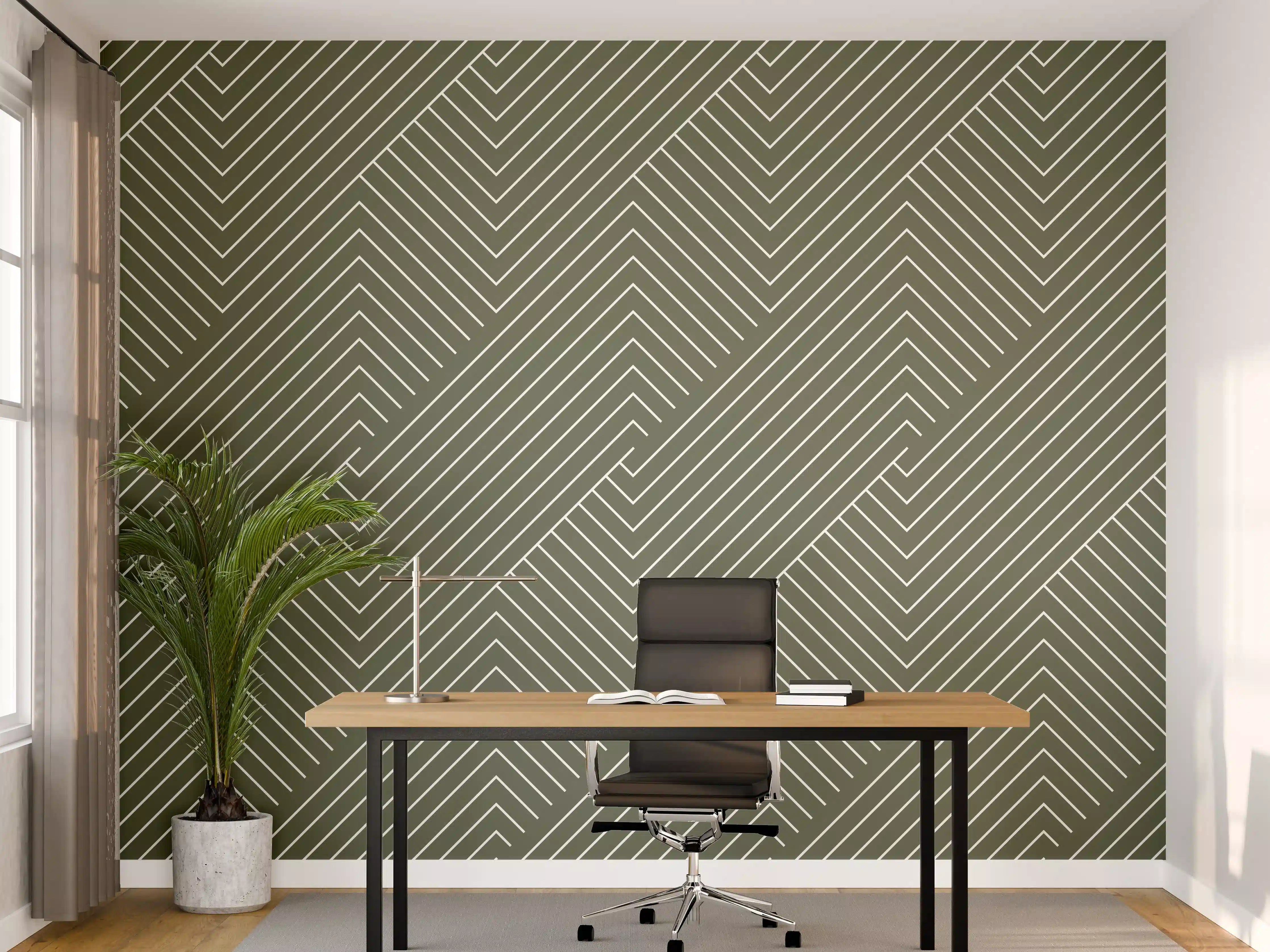 Büro Wandgestaltung - Geometrische Grün-Muster