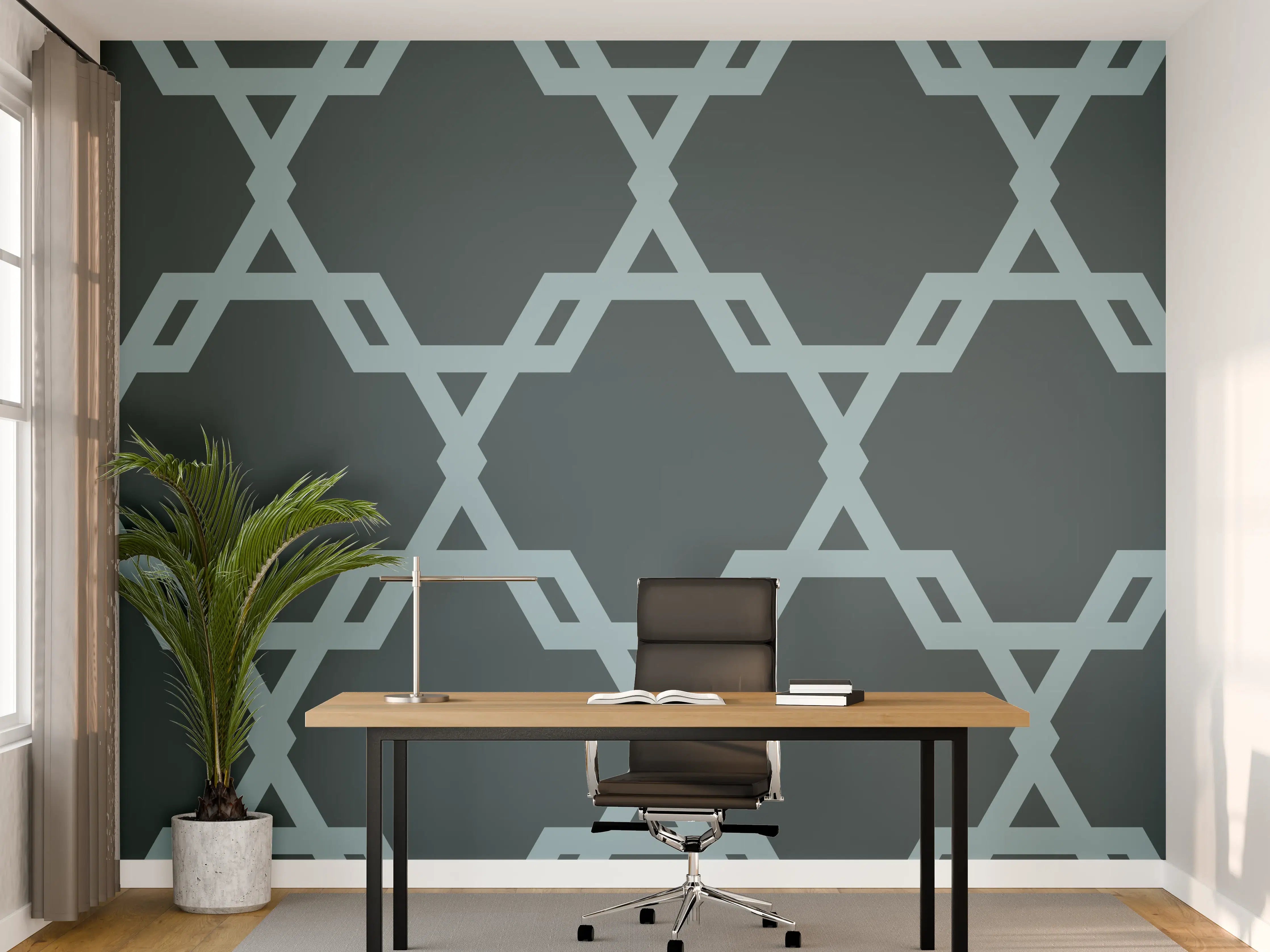 Büro Wandgestaltung - Geometrisches Blaugrau Muster