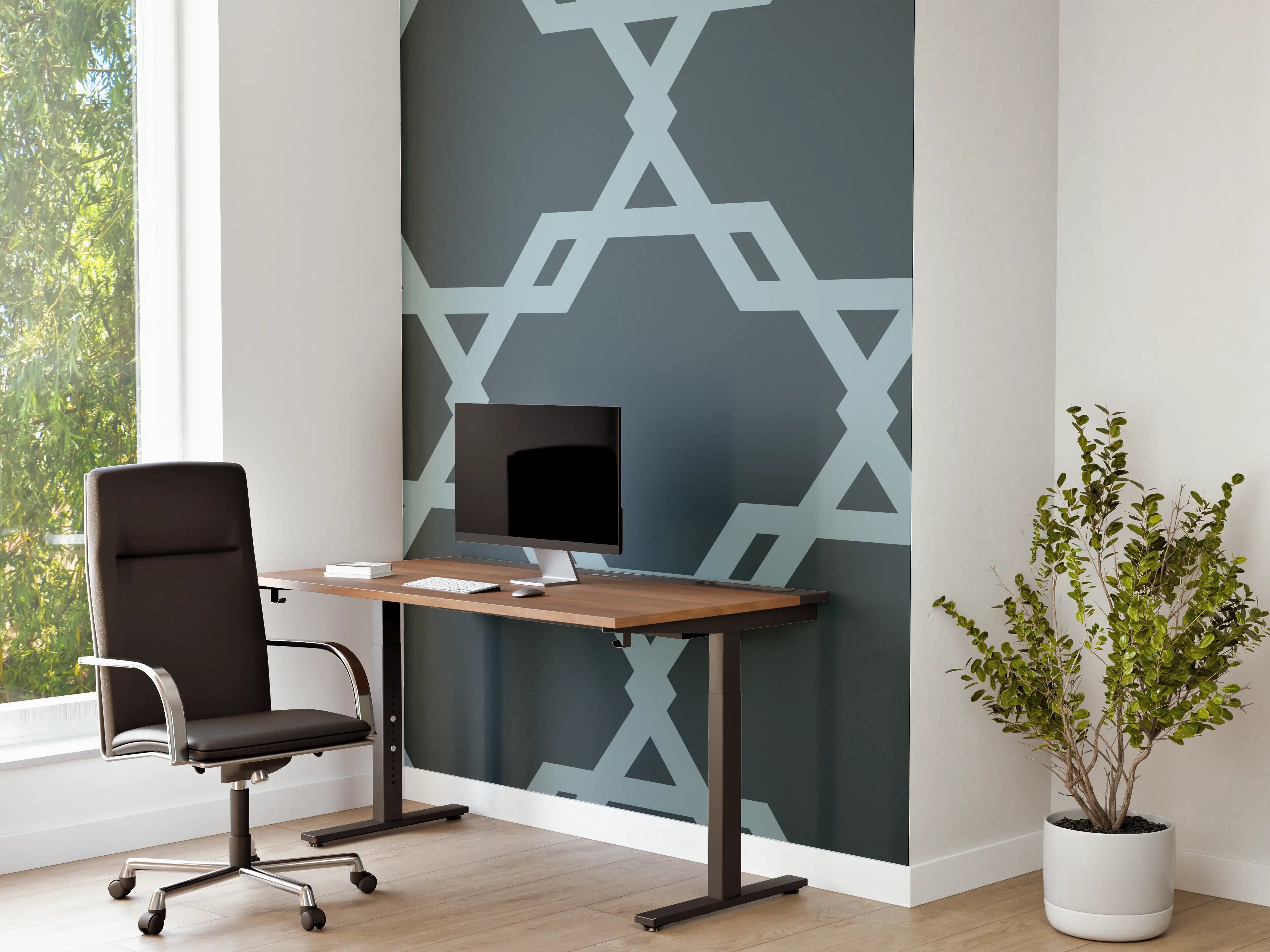 Büro Wandgestaltung - Geometrisches Blaugrau Muster