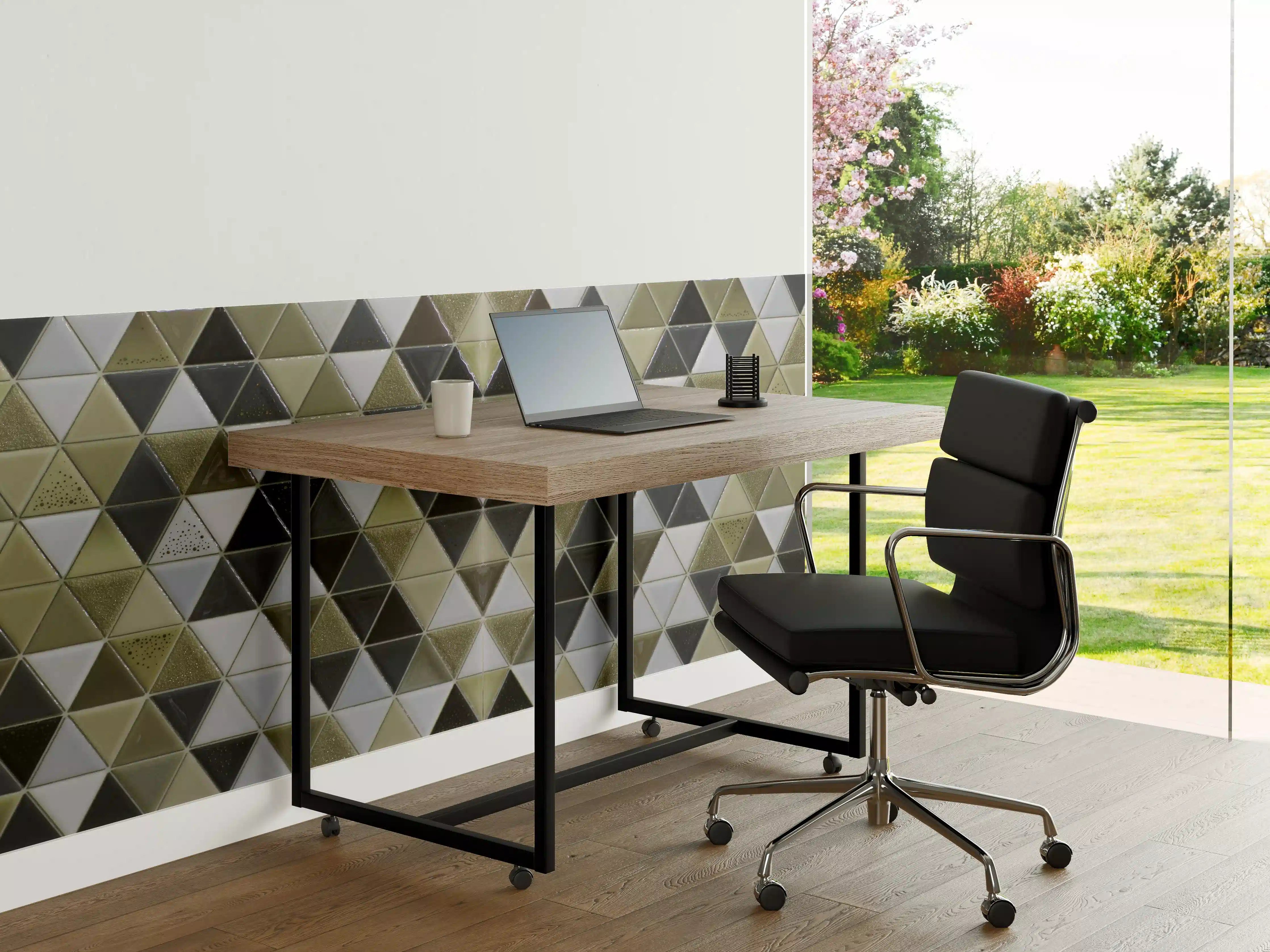 Büro Wandgestaltung - Geometrisches Fliesenmuster Schwarz Weiß Gold