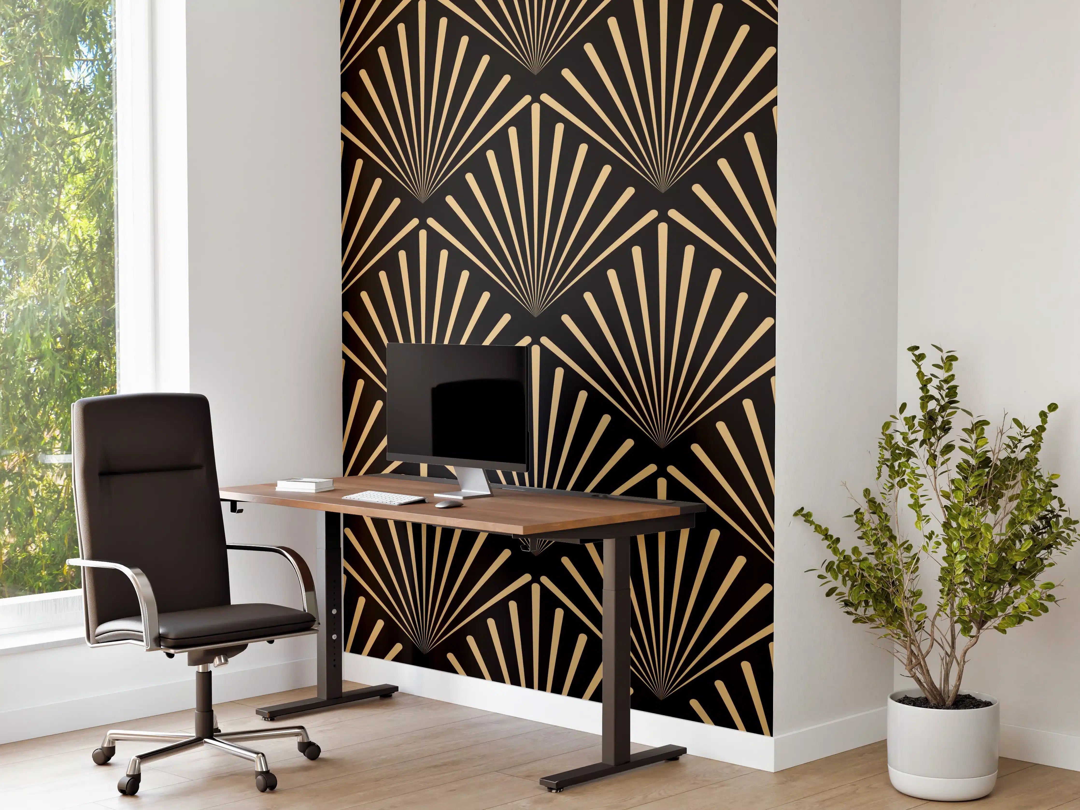 Büro Wandgestaltung - Geometrisches Goldmuster