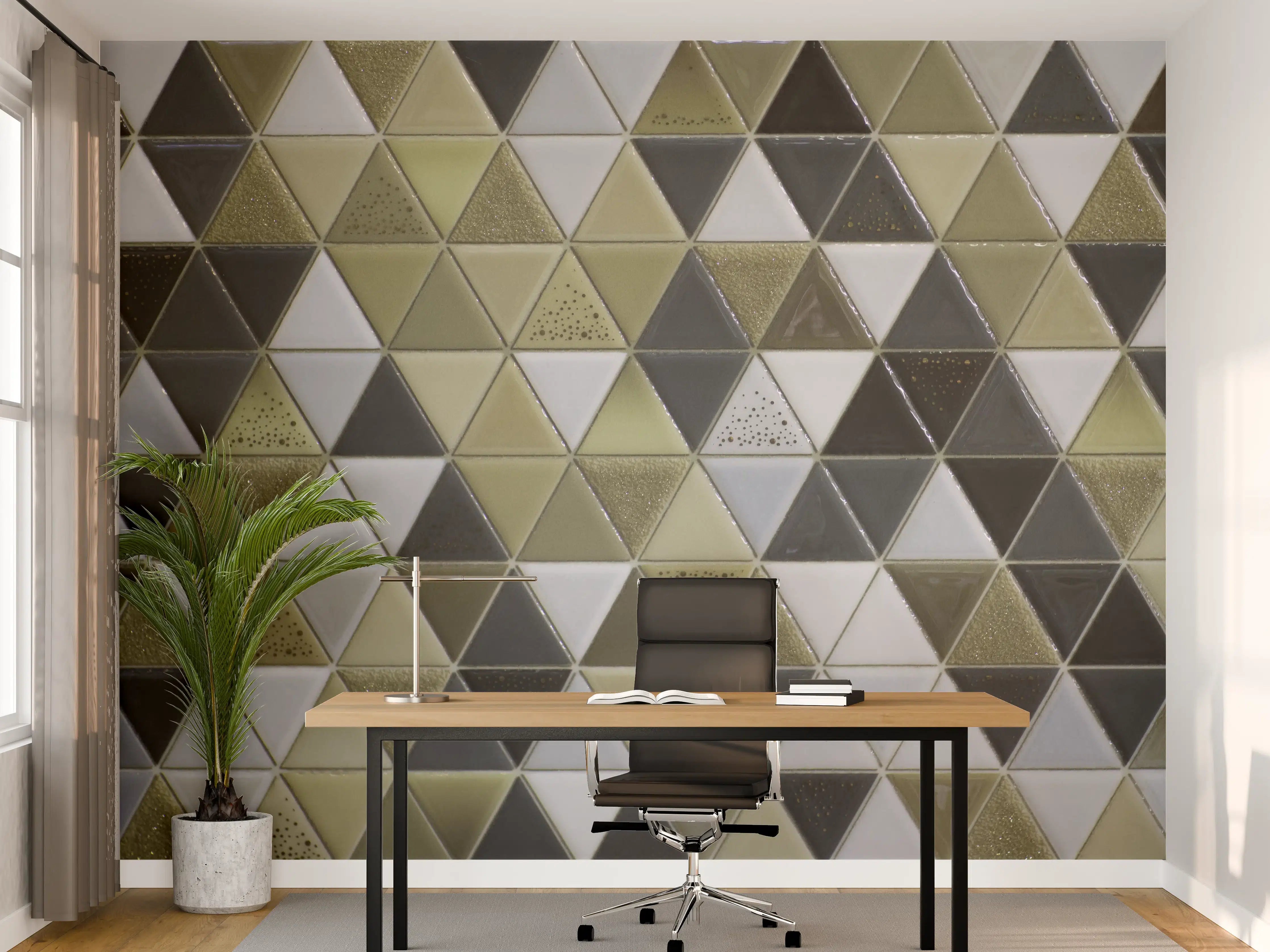 Büro Wandgestaltung - Geometrisches Mosaik Kachel Grau