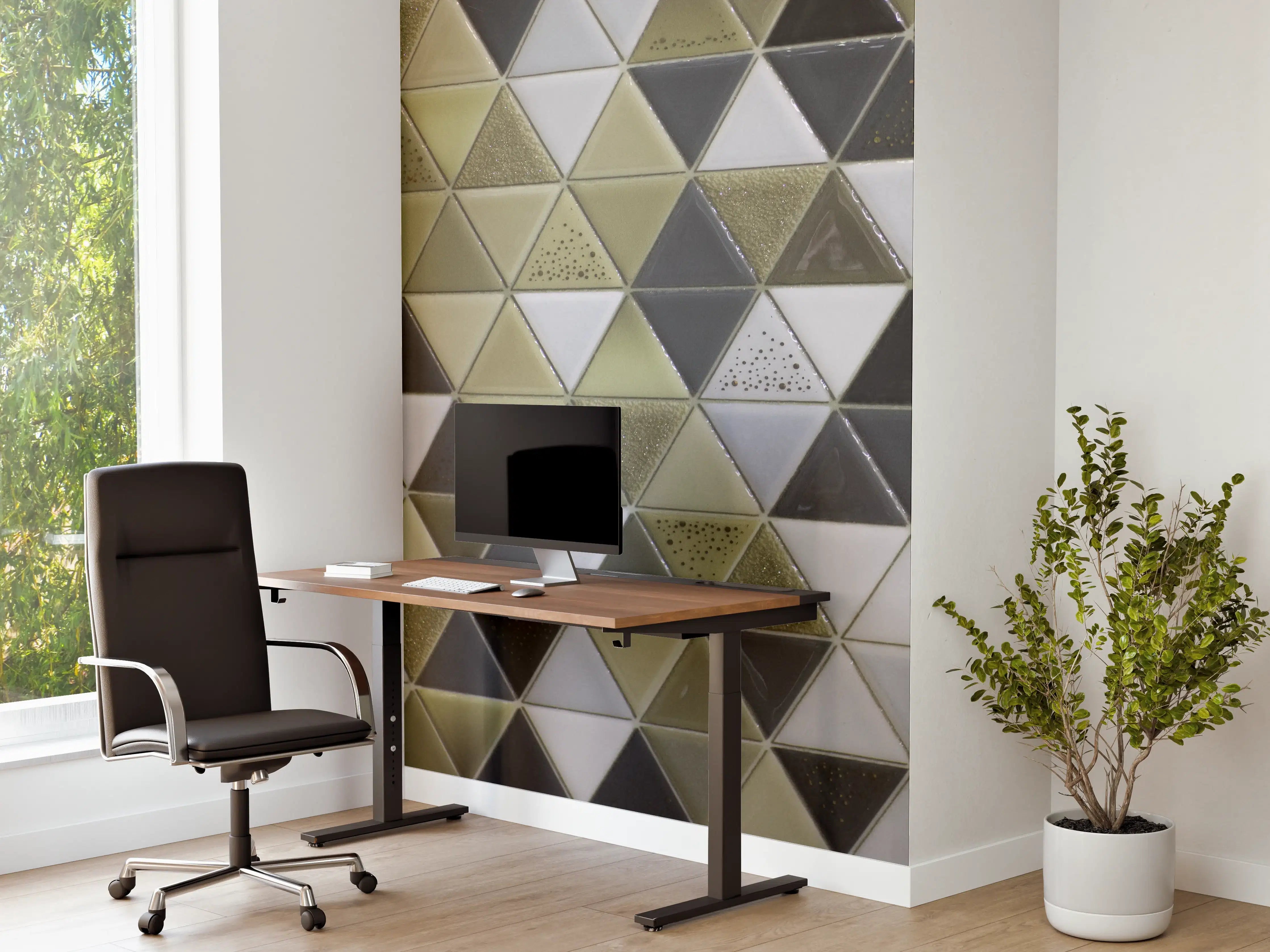 Büro Wandgestaltung - Geometrisches Mosaik Kachel Grau