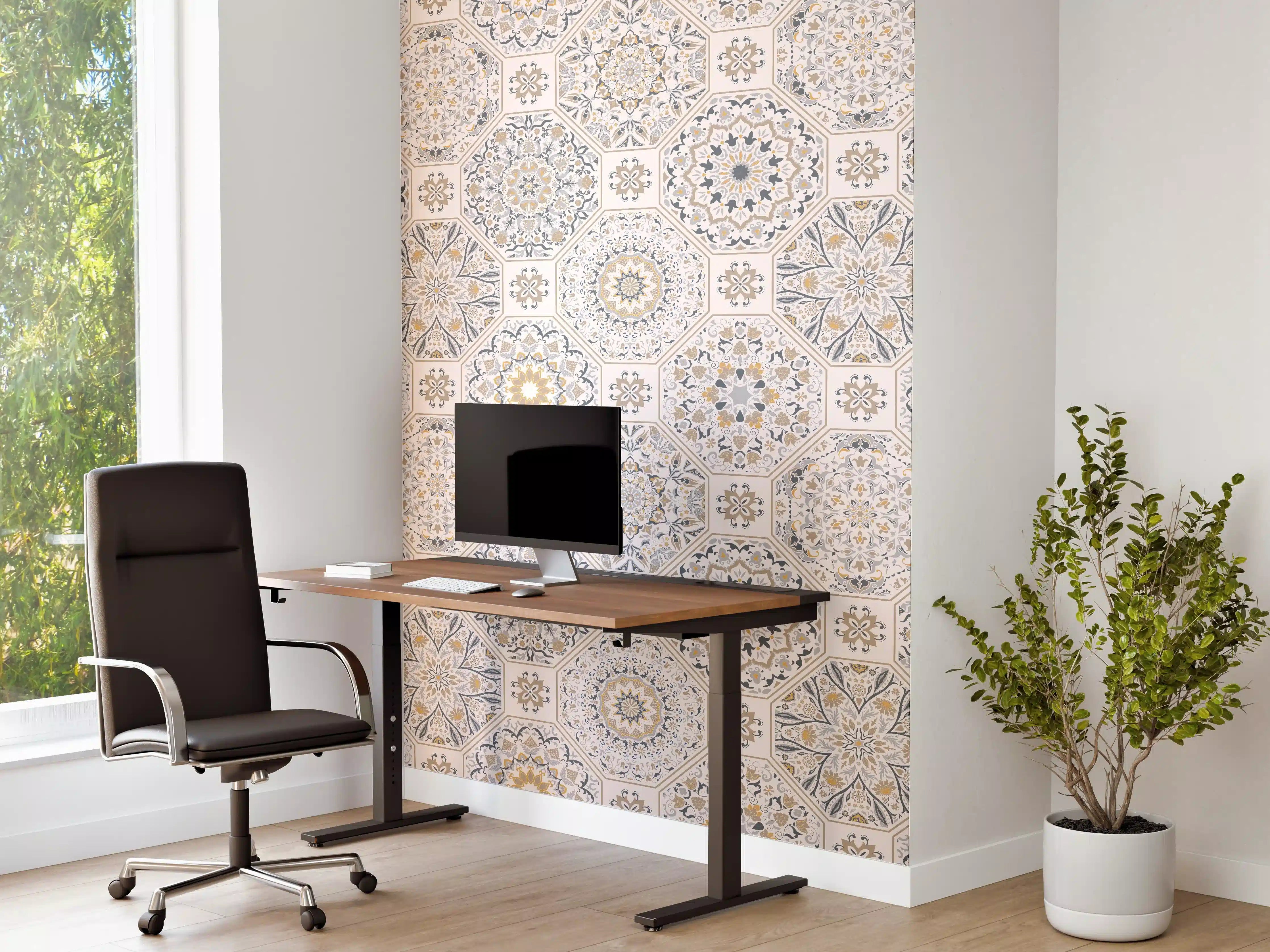Büro Wandgestaltung - Geometrisches Mosaik-Muster Beige