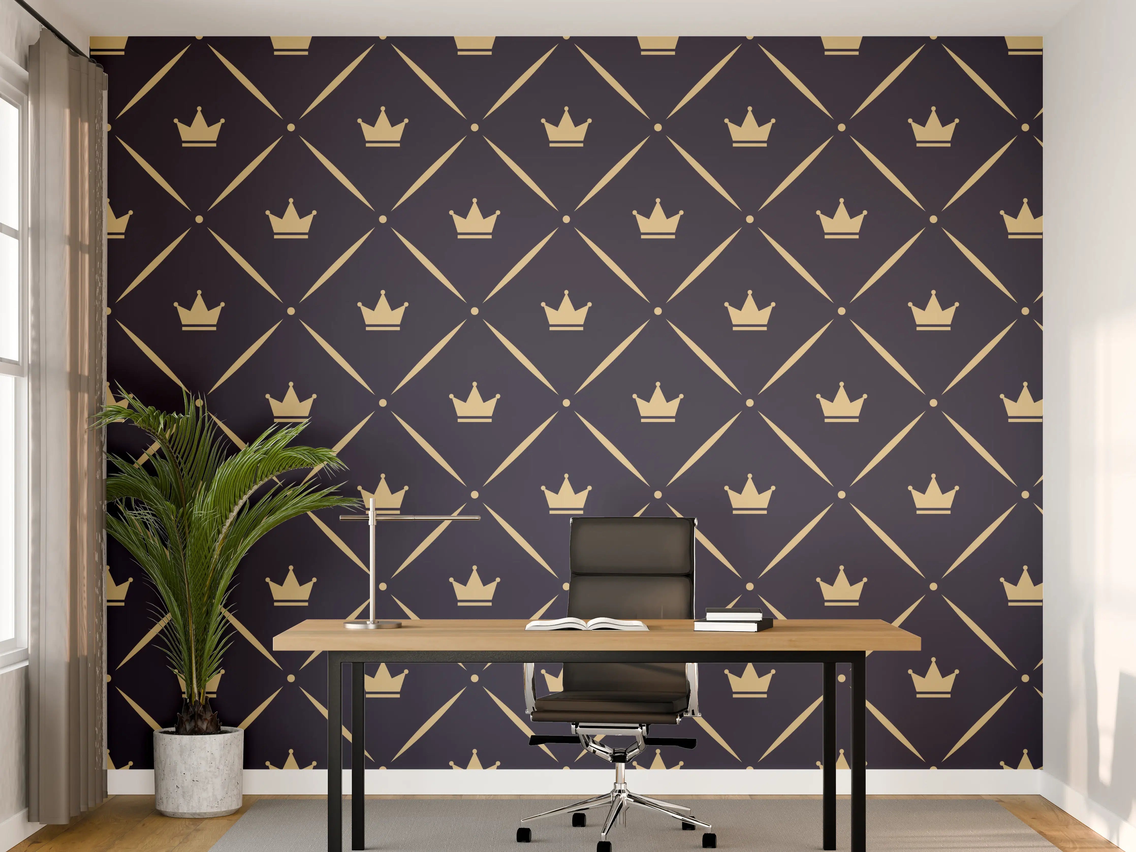 Büro Wandgestaltung - Geometrisches Muster Dunkelblau Gold