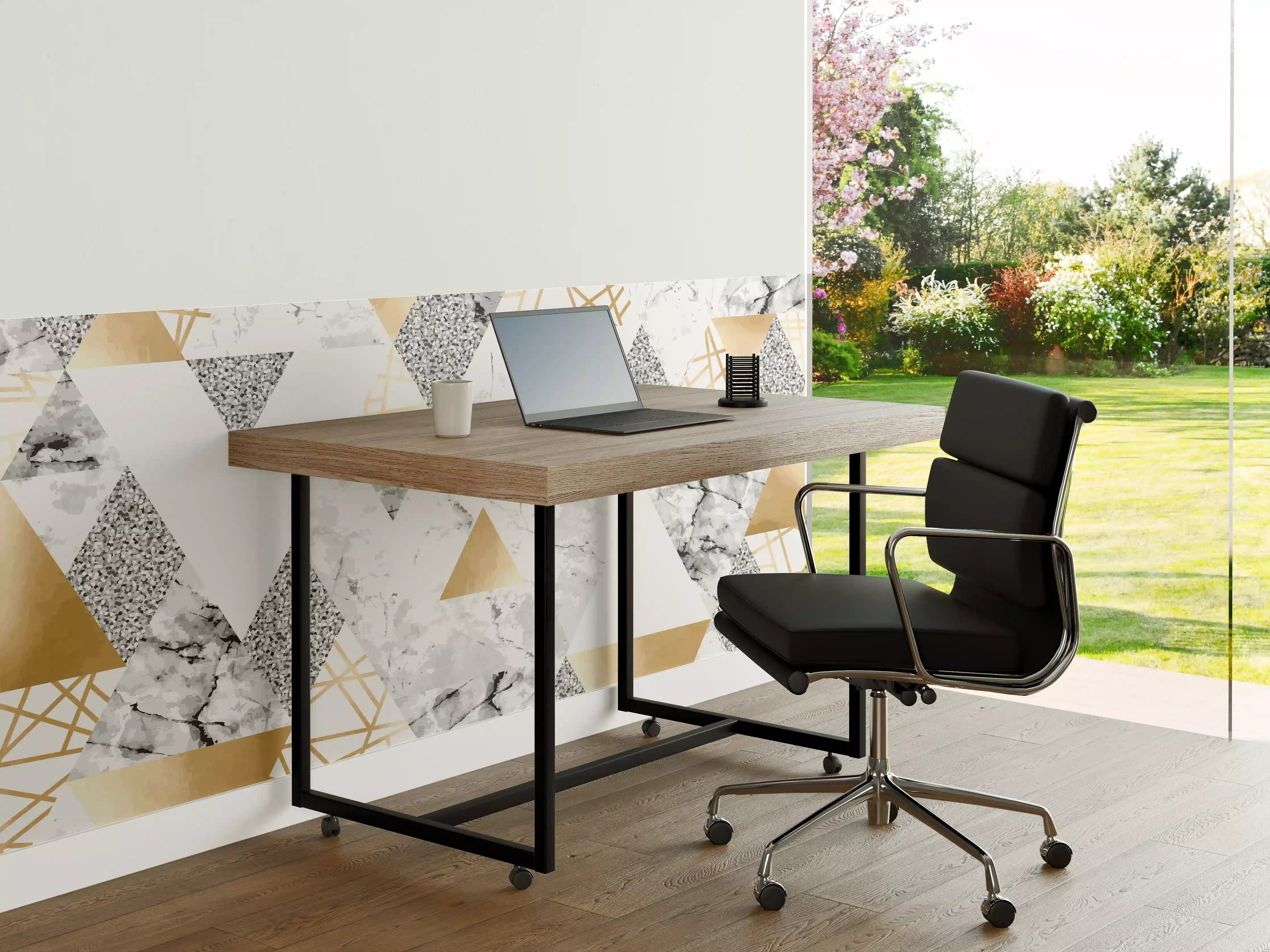 Büro Wandgestaltung - Geometrisches Muster Gold Weiß Grau