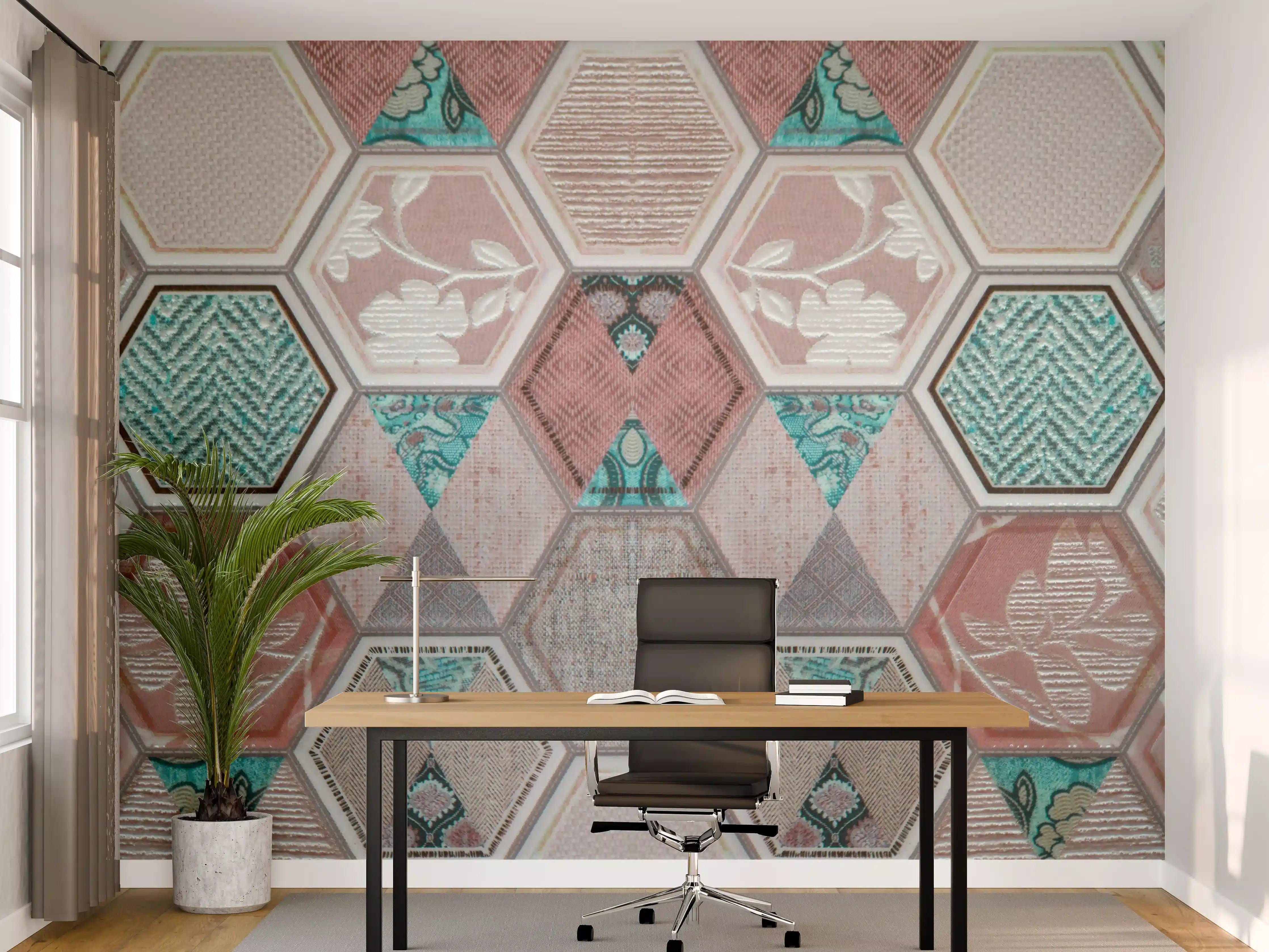 Büro Wandgestaltung - Geometrisches Muster Pastell