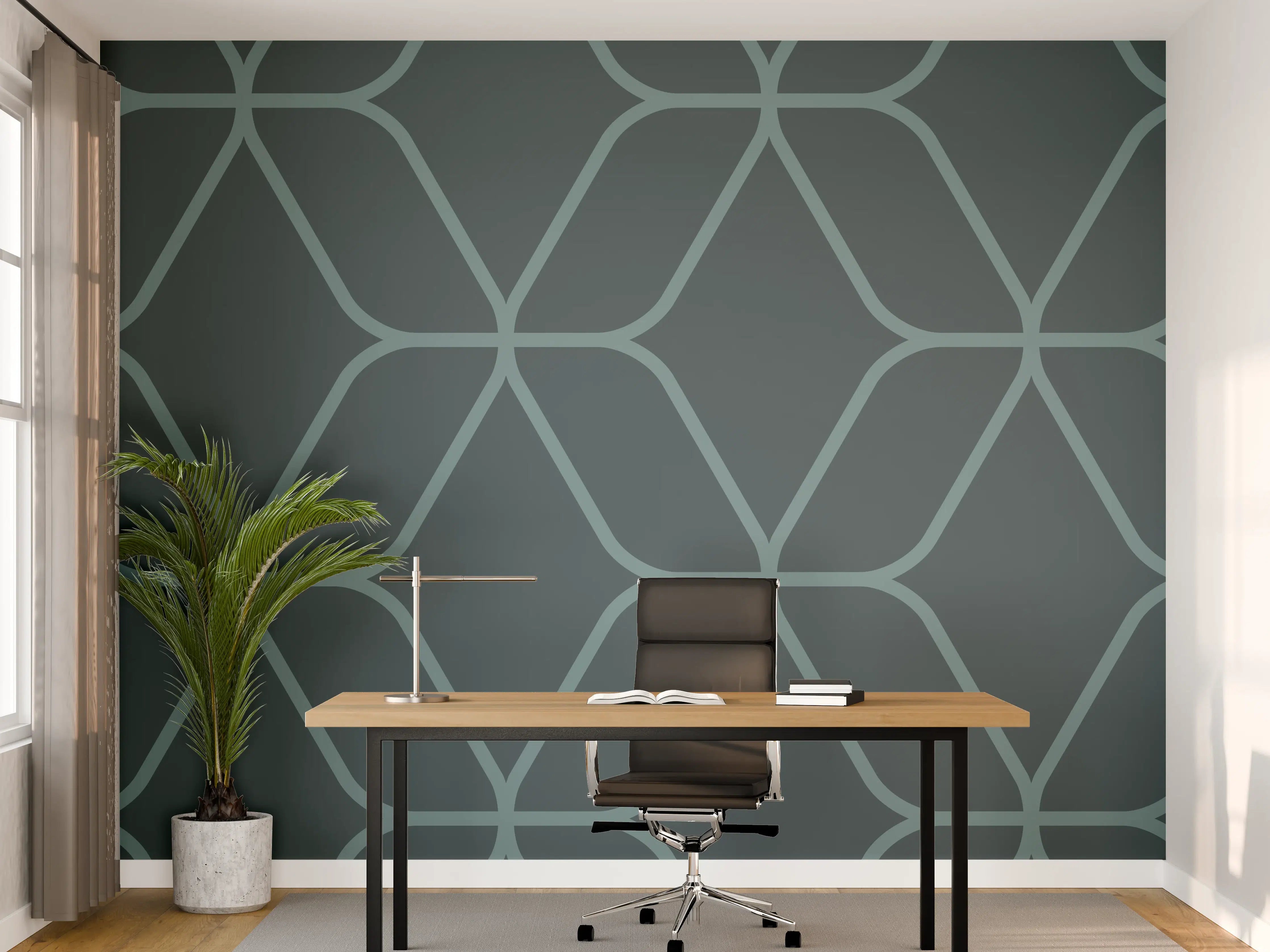 Büro Wandgestaltung - Geometrisches Muster in Blau