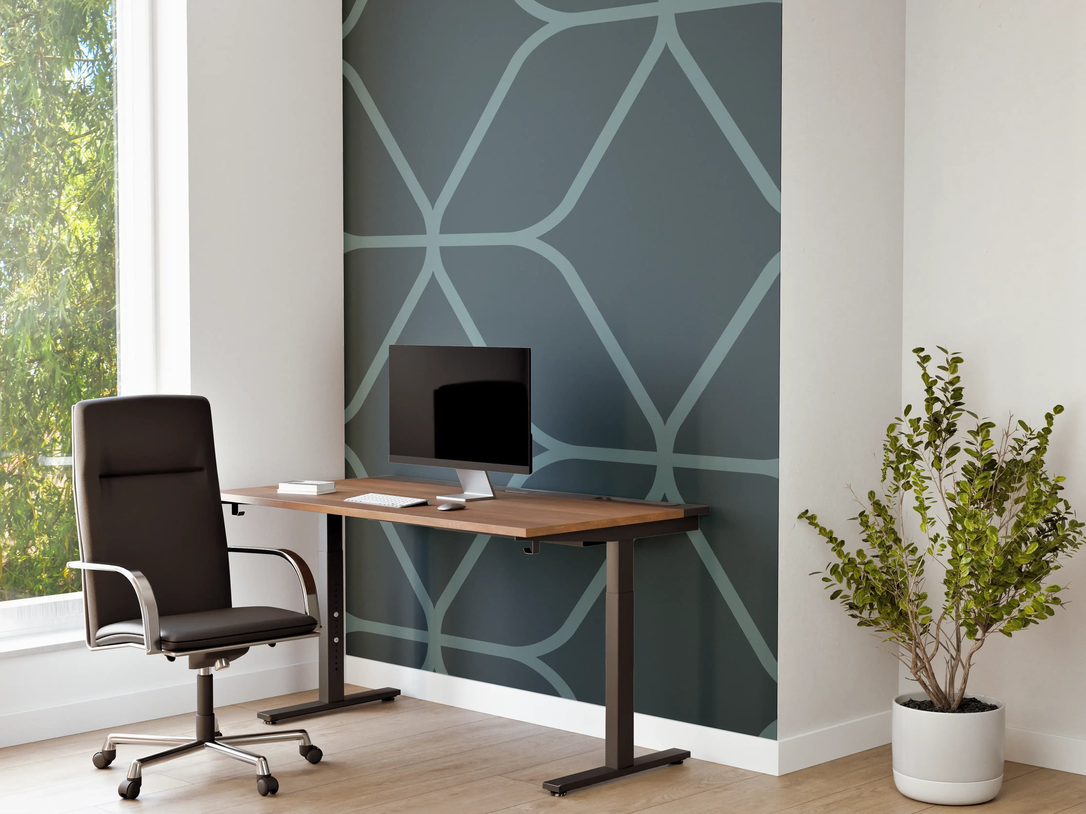 Büro Wandgestaltung - Geometrisches Muster in Blau