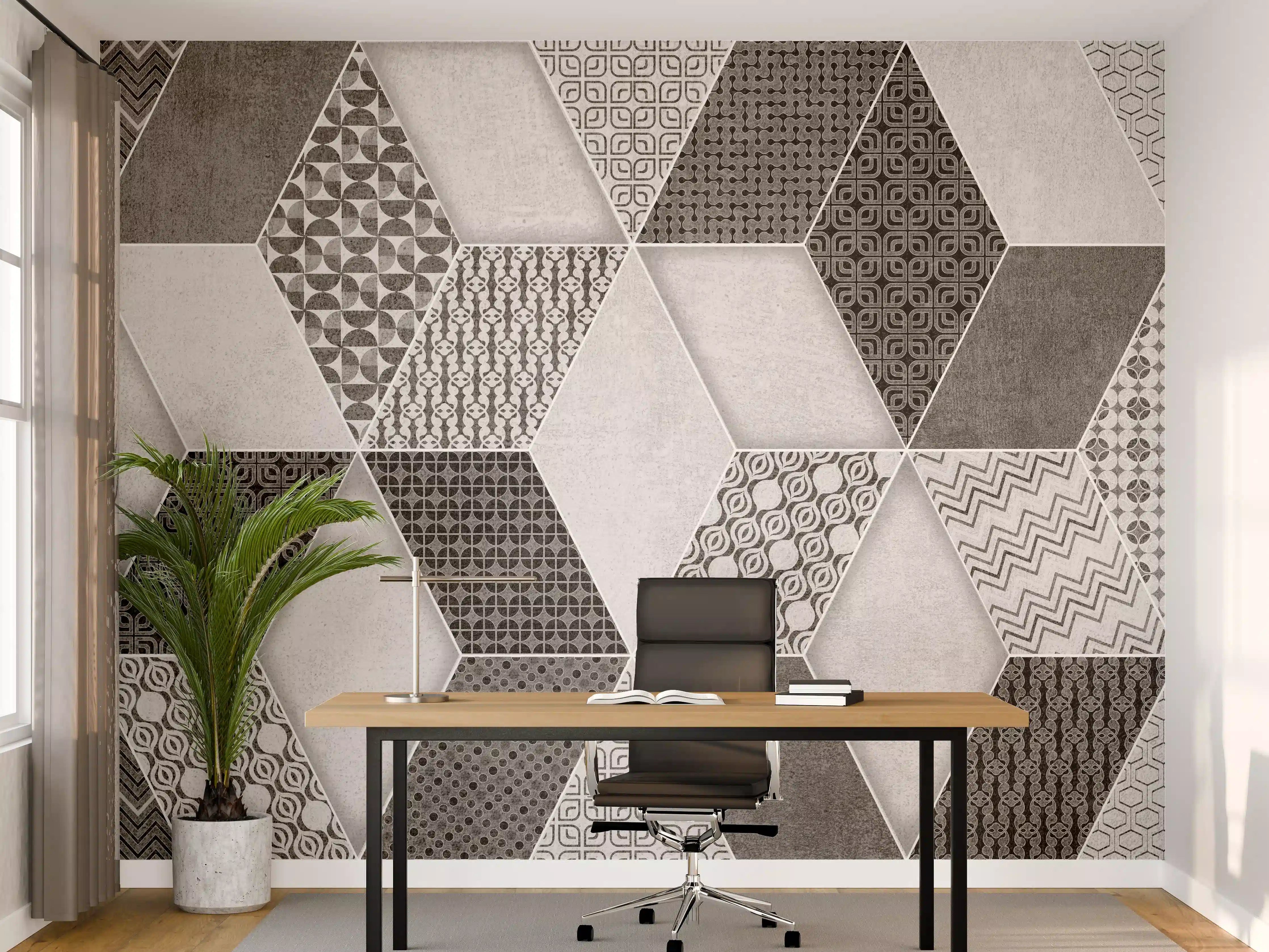 Büro Wandgestaltung - Geometrisches Retro-Fliesen Muster