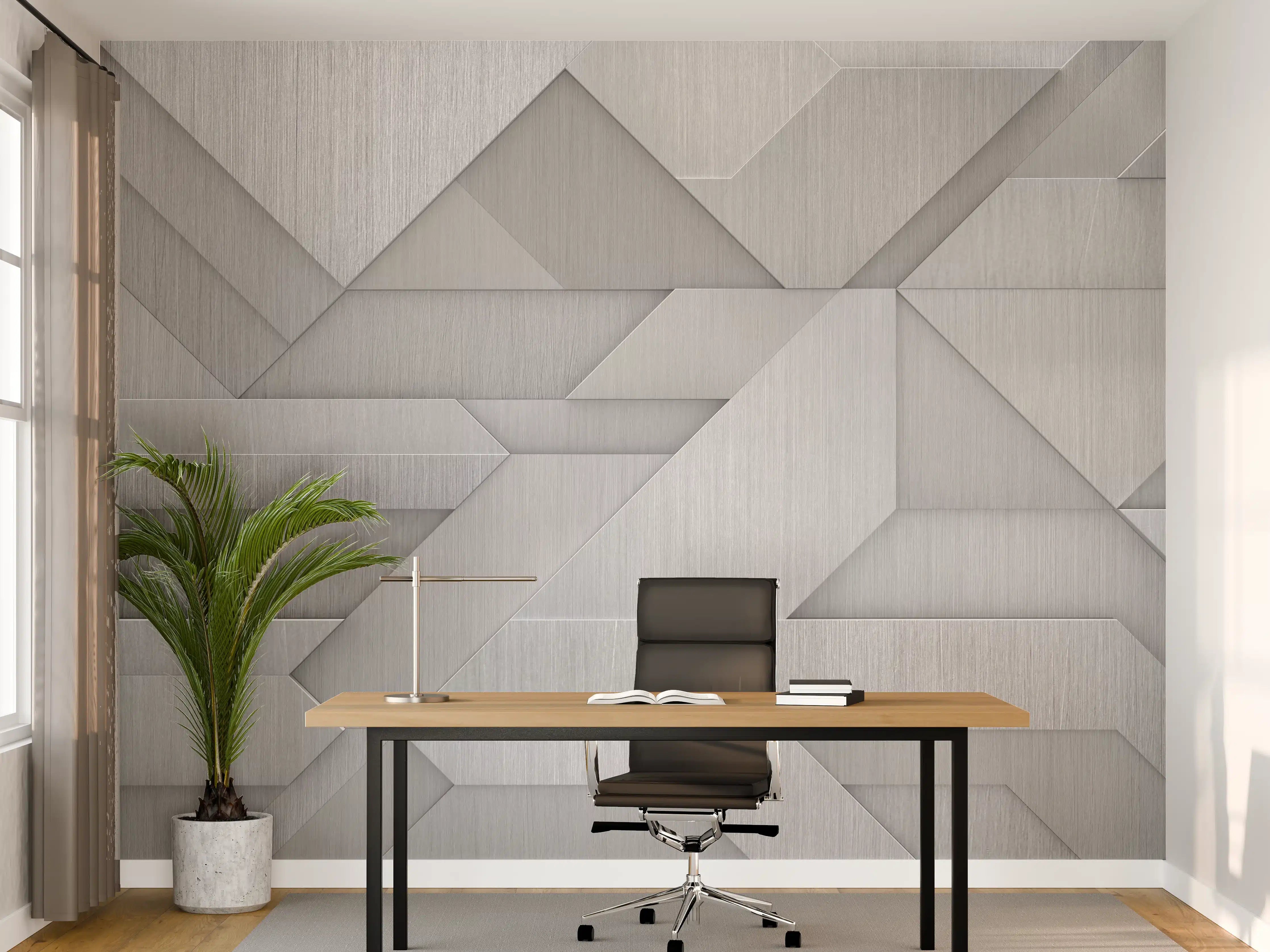 Büro Wandgestaltung - Geometrisches Weiß-Metallic-Muster