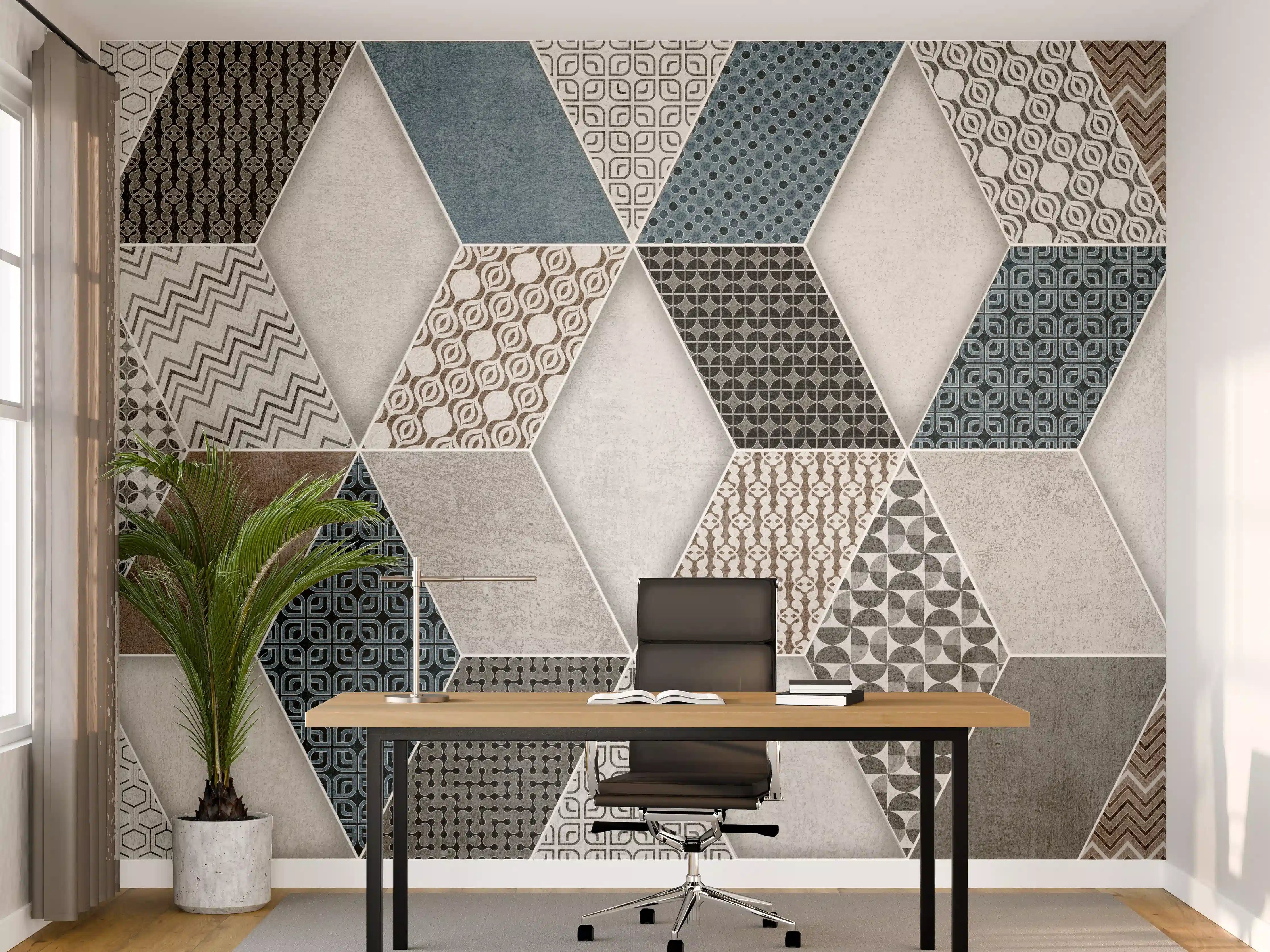 Büro Wandgestaltung - Geometrischse Retro-Fliesen Muster