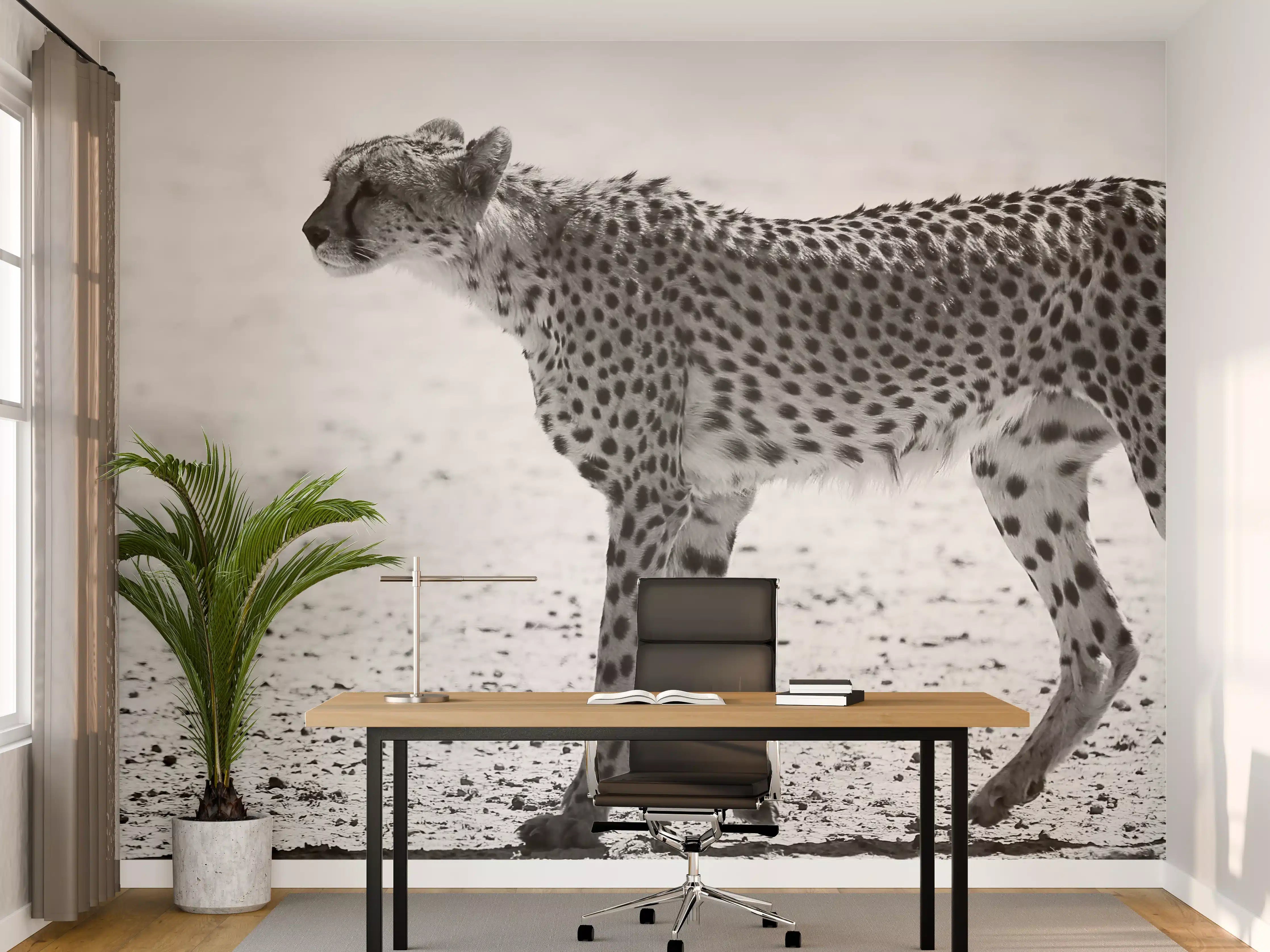 Büro Wandgestaltung - Gepard - schwarz-weiß