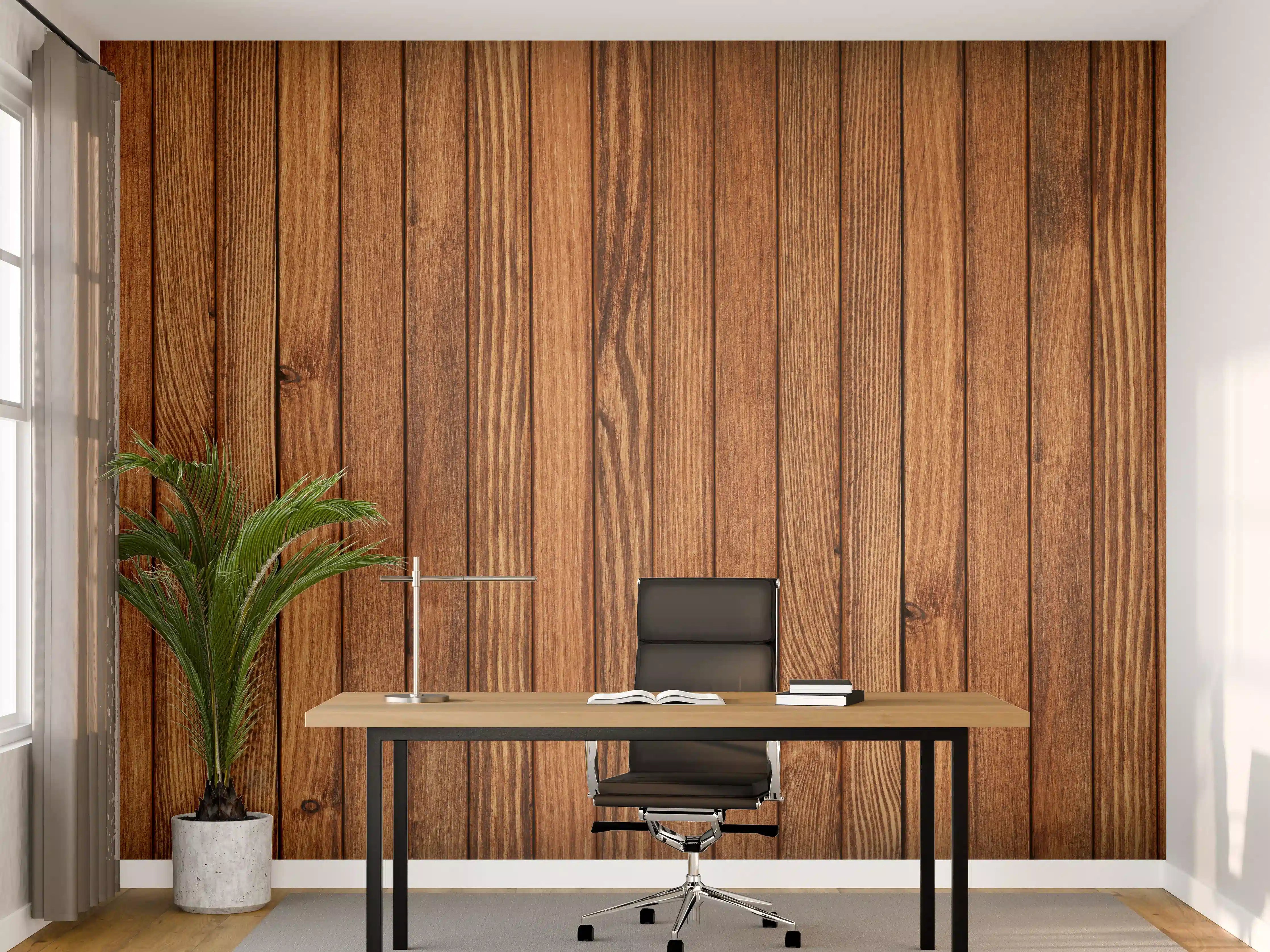 Büro Wandgestaltung - Gestreifte natürliche Holzbretter