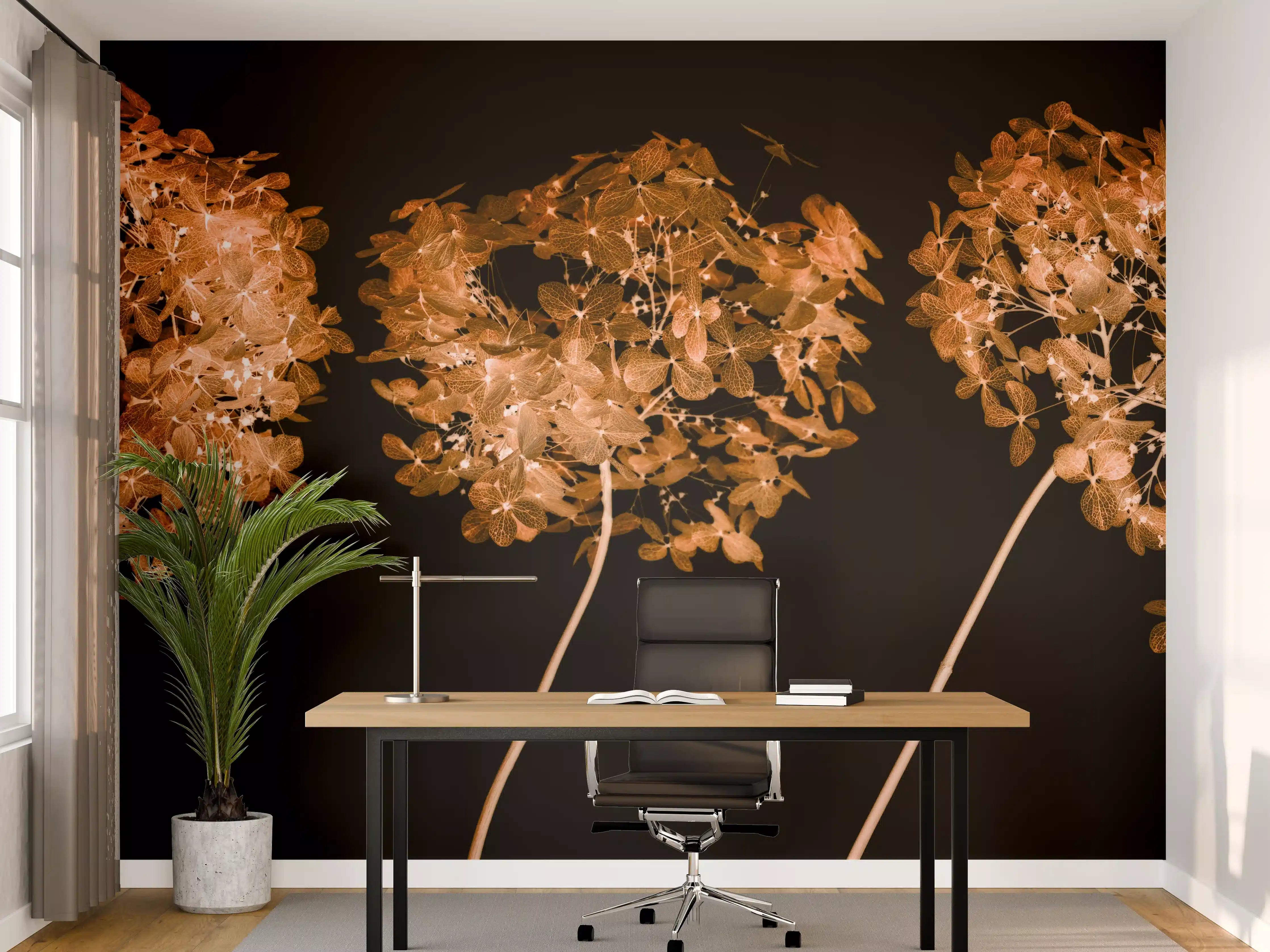 Büro Wandgestaltung - Getrocknete Hortensie Nahaufnahme
