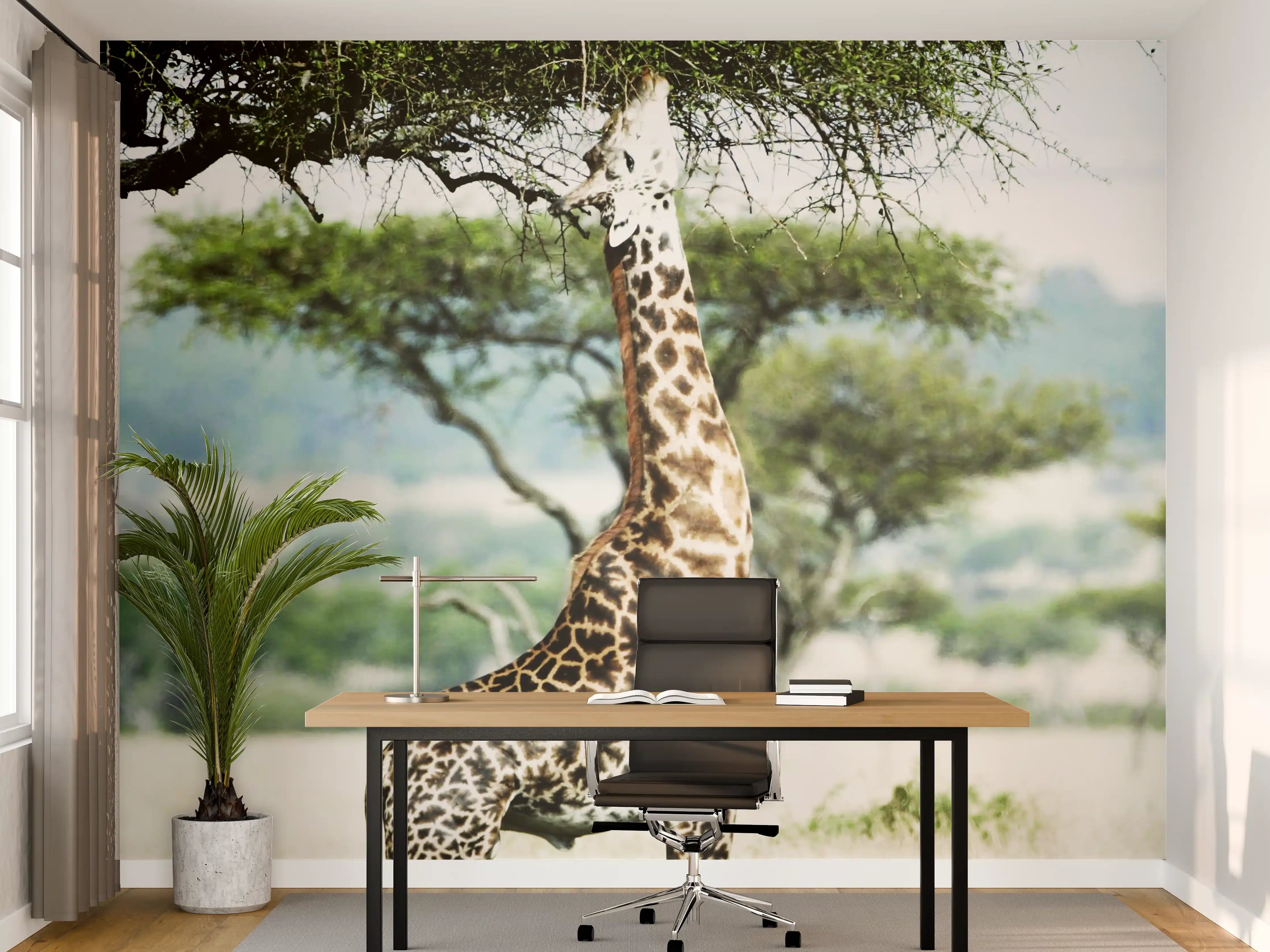 Büro Wandgestaltung - Giraffe in der Savanne