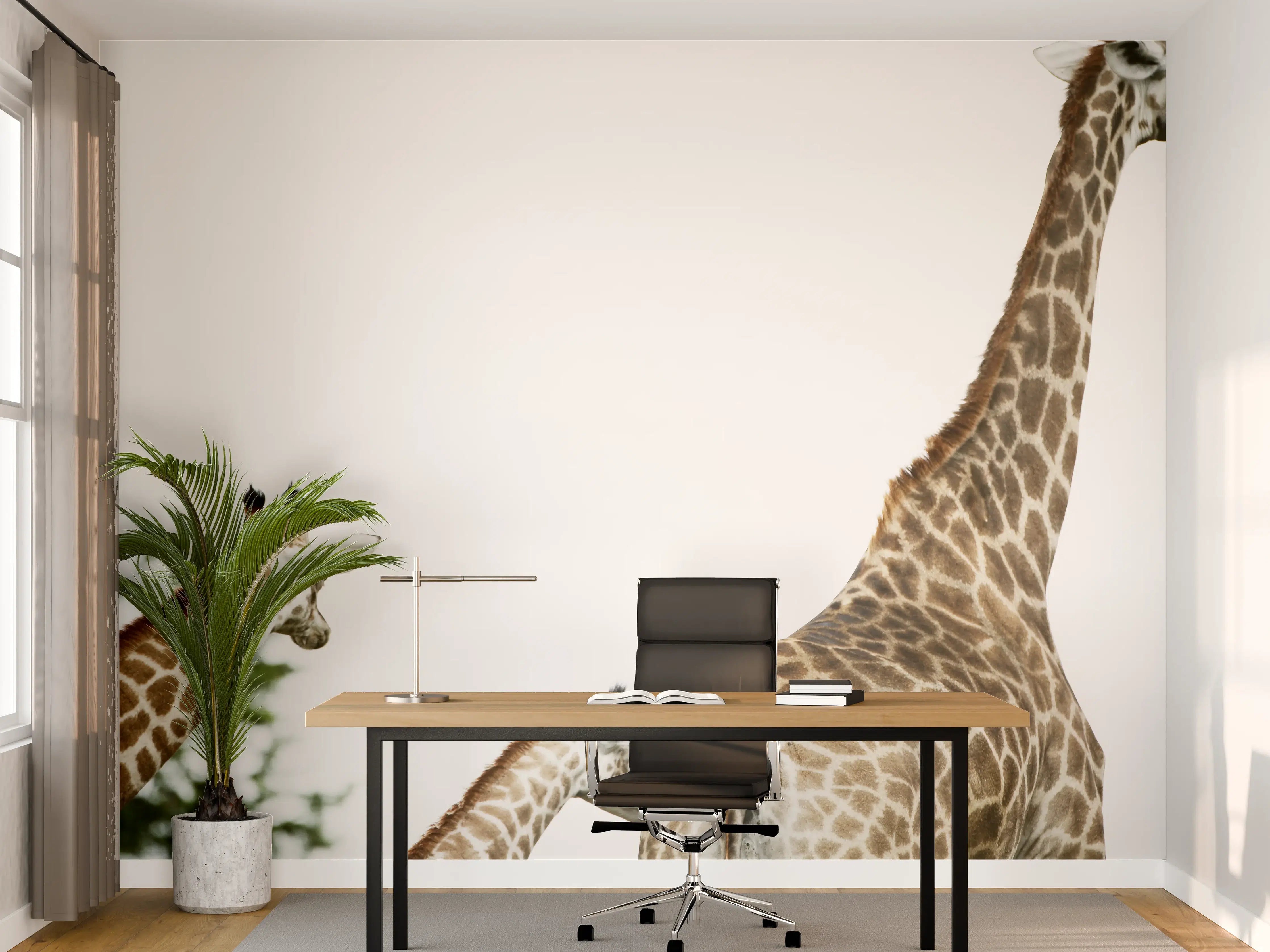 Büro Wandgestaltung - Giraffen Familie - hell