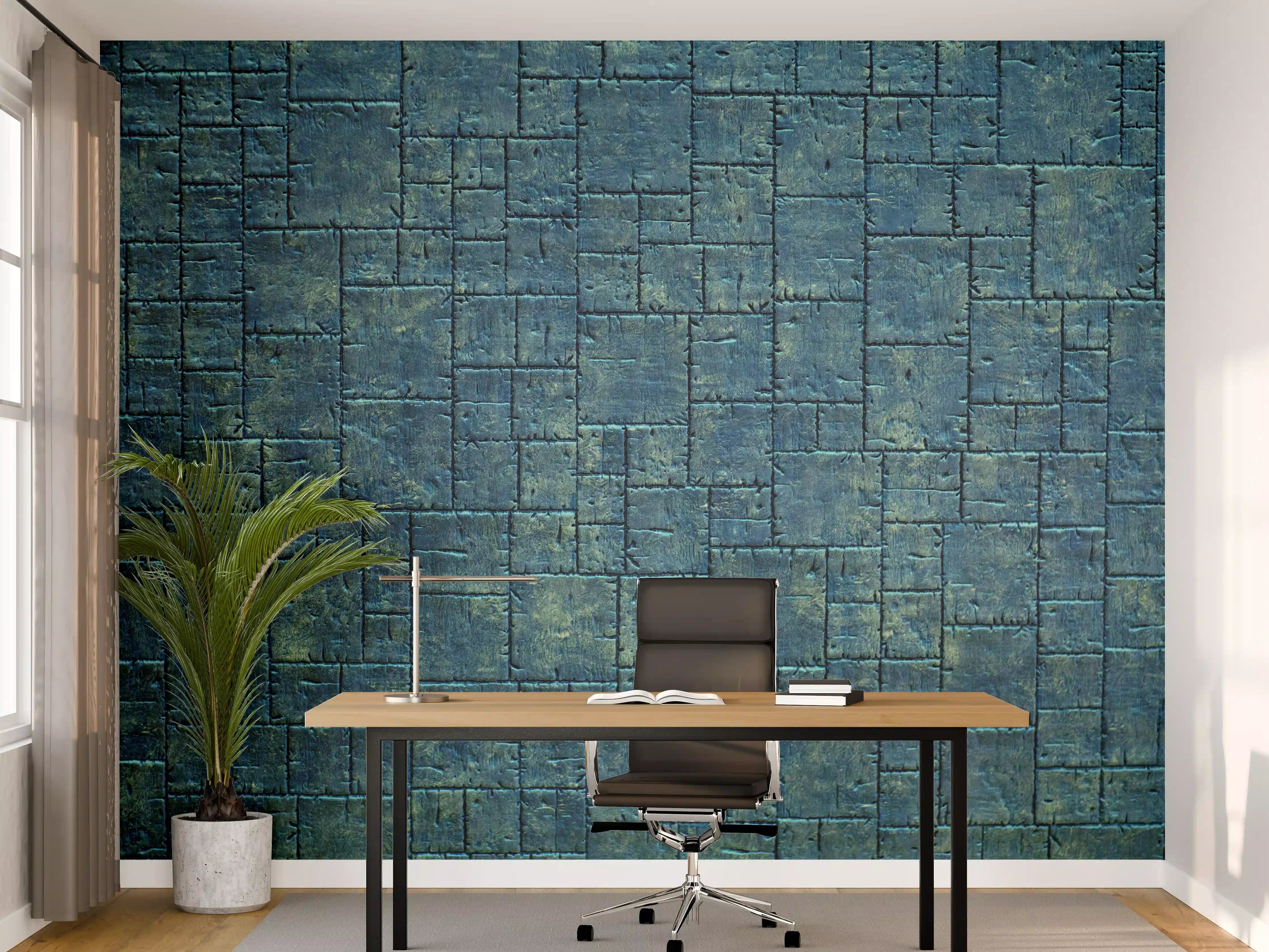 Büro Wandgestaltung - Glänzende Fliese in gelblichem Schimmer