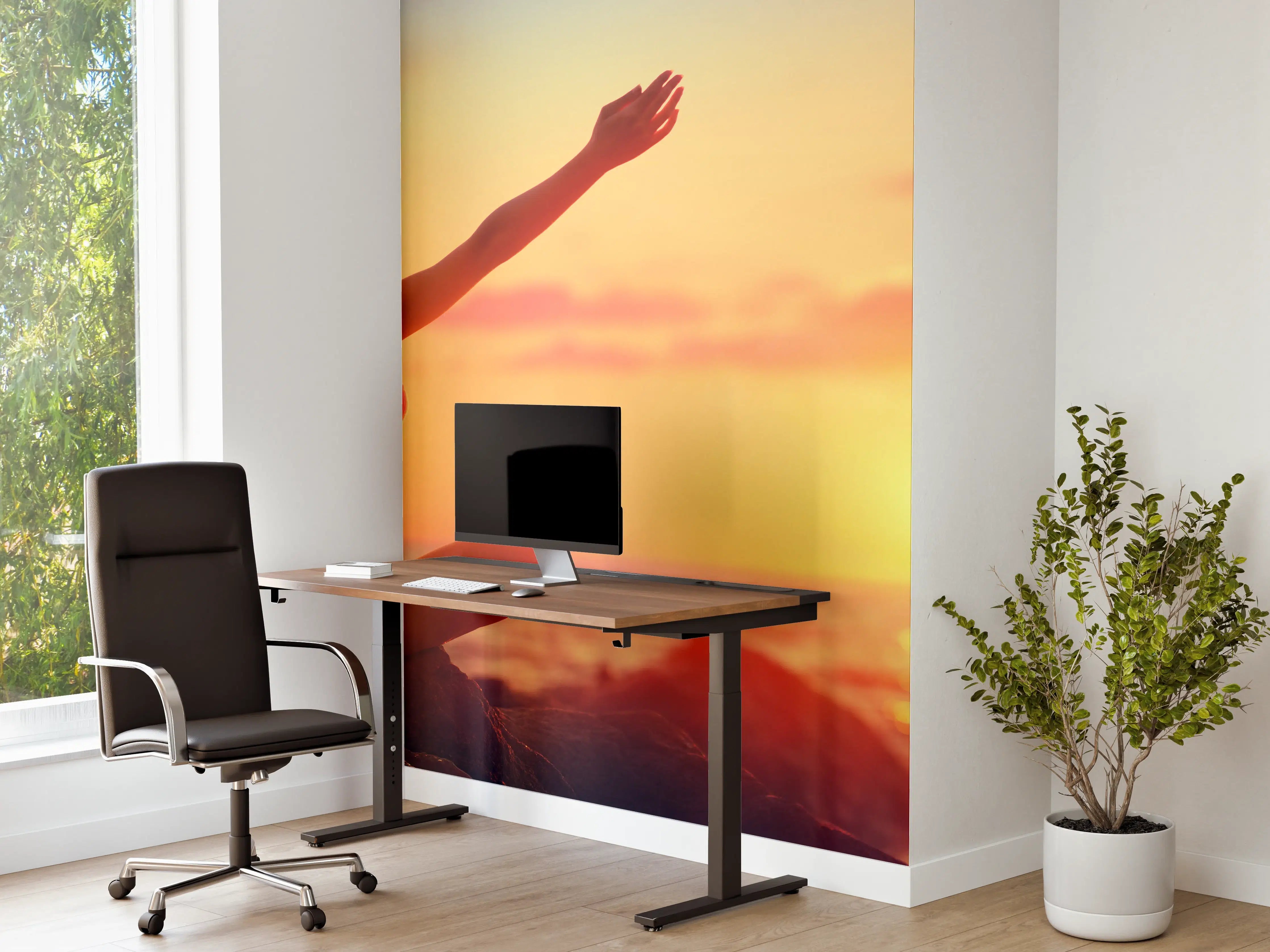 Büro Wandgestaltung - Glückliche Frau am Strand