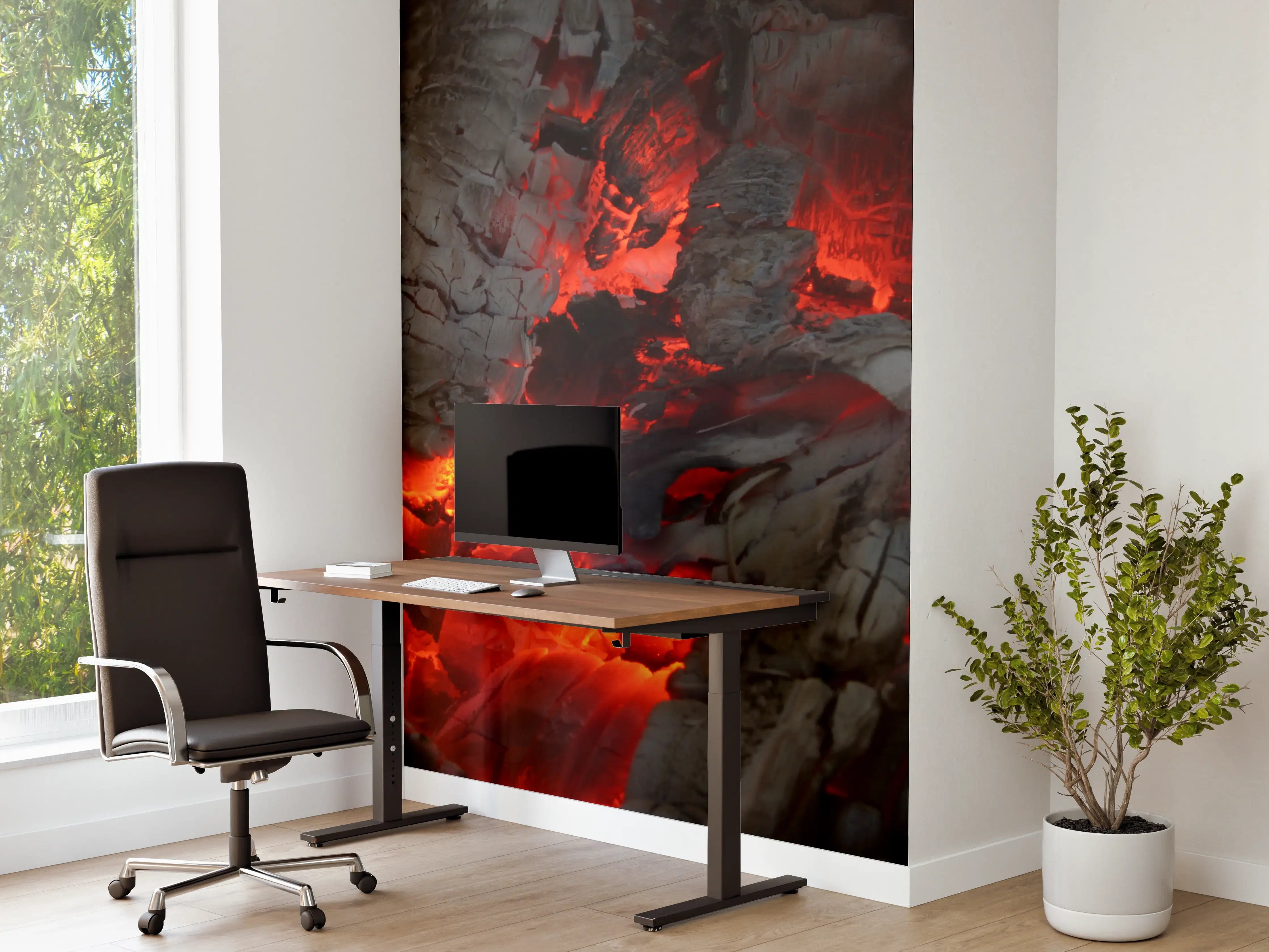 Büro Wandgestaltung - Glühendes Feuer - Nahaufnahme