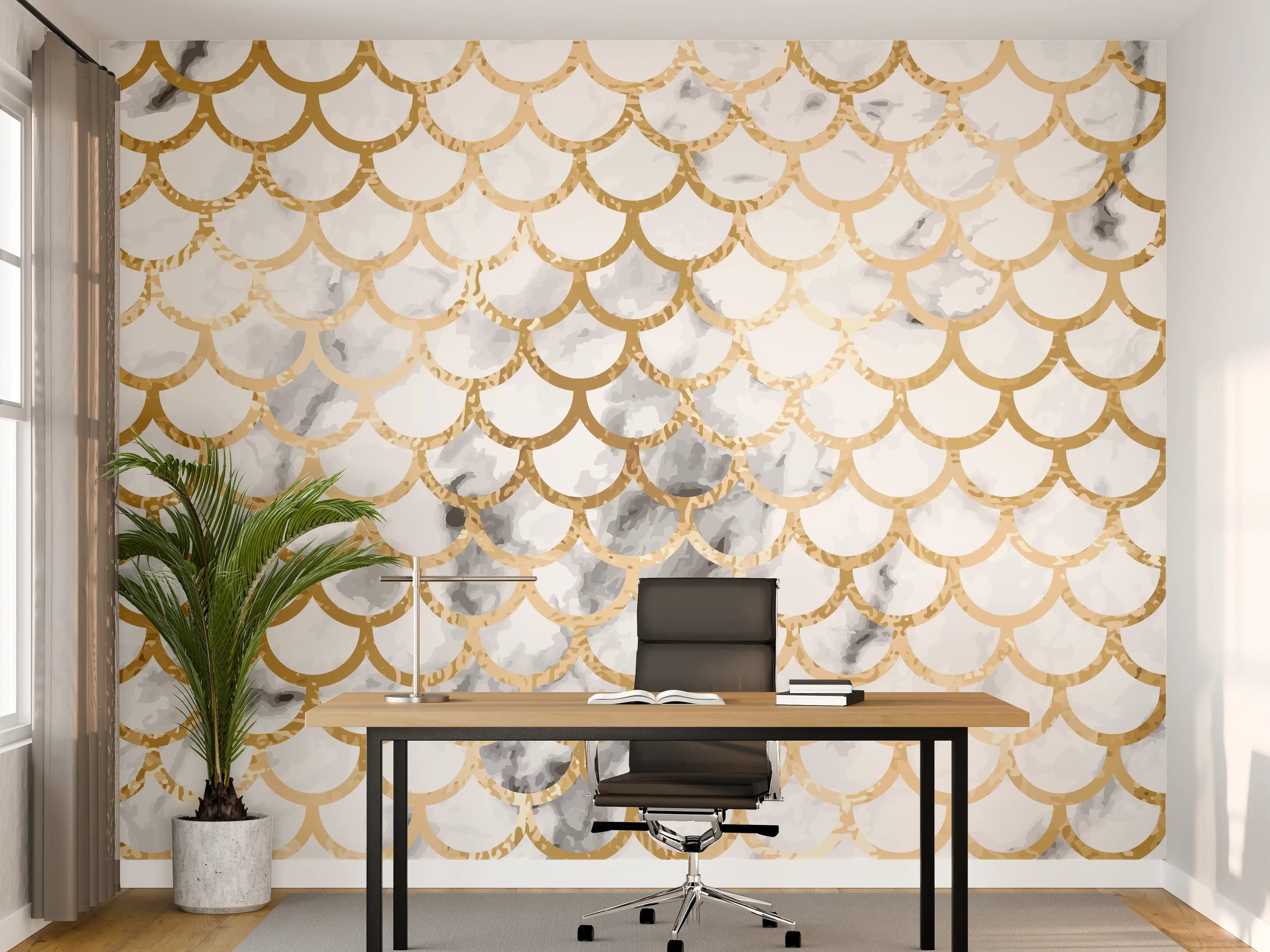 Büro Wandgestaltung - Gold Marmor Skala Muster