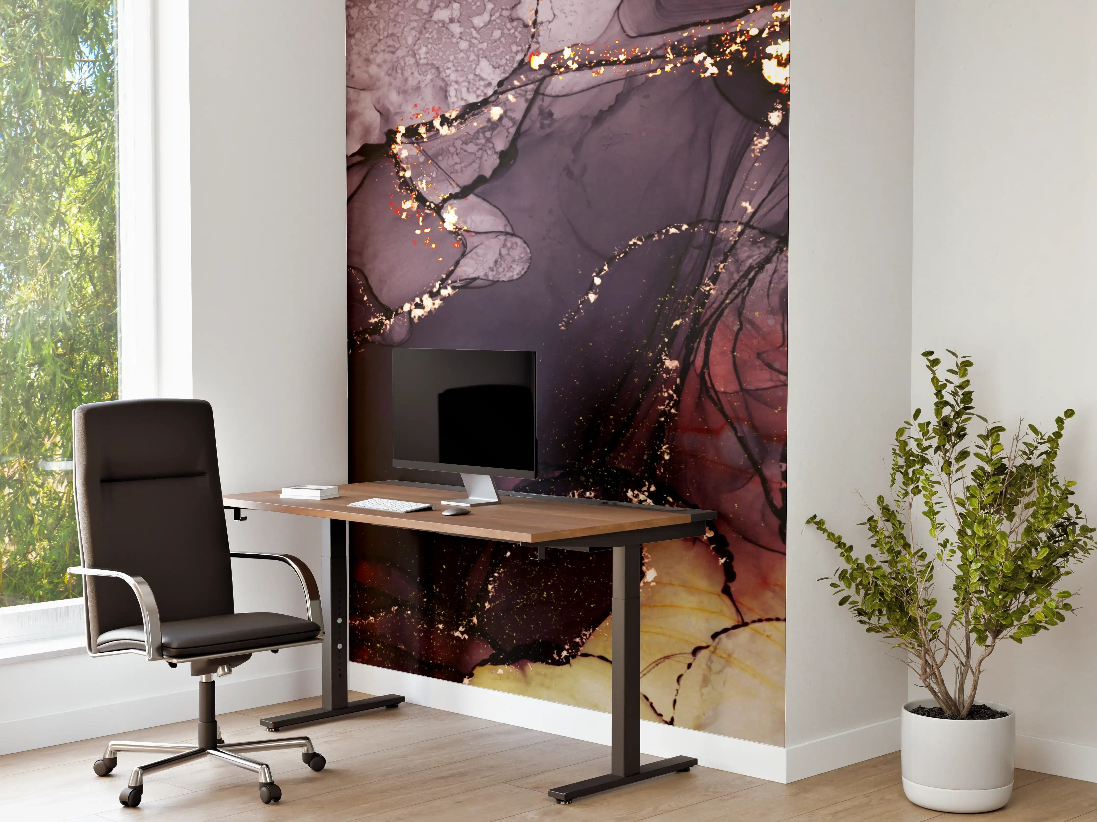 Büro Wandgestaltung - Gold-Schimmer Fluid Art Design