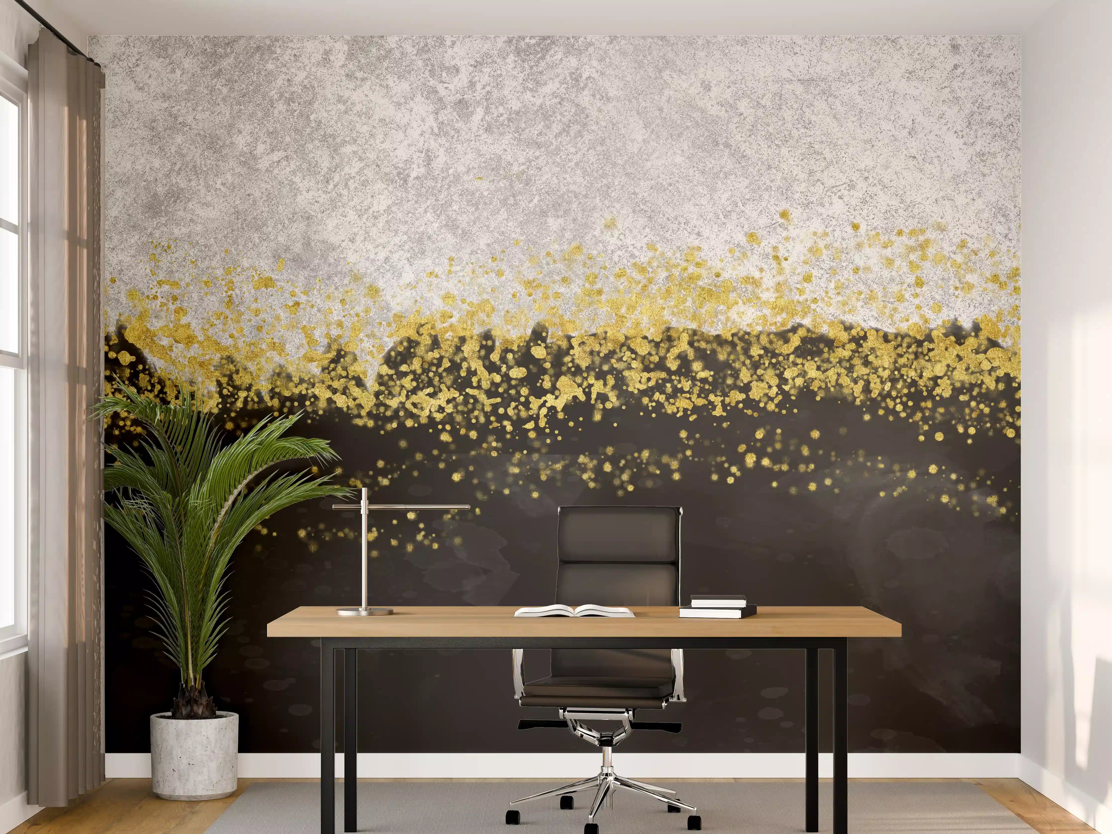 Büro Wandgestaltung - Gold-Schwarz-Weiß Resin Geode