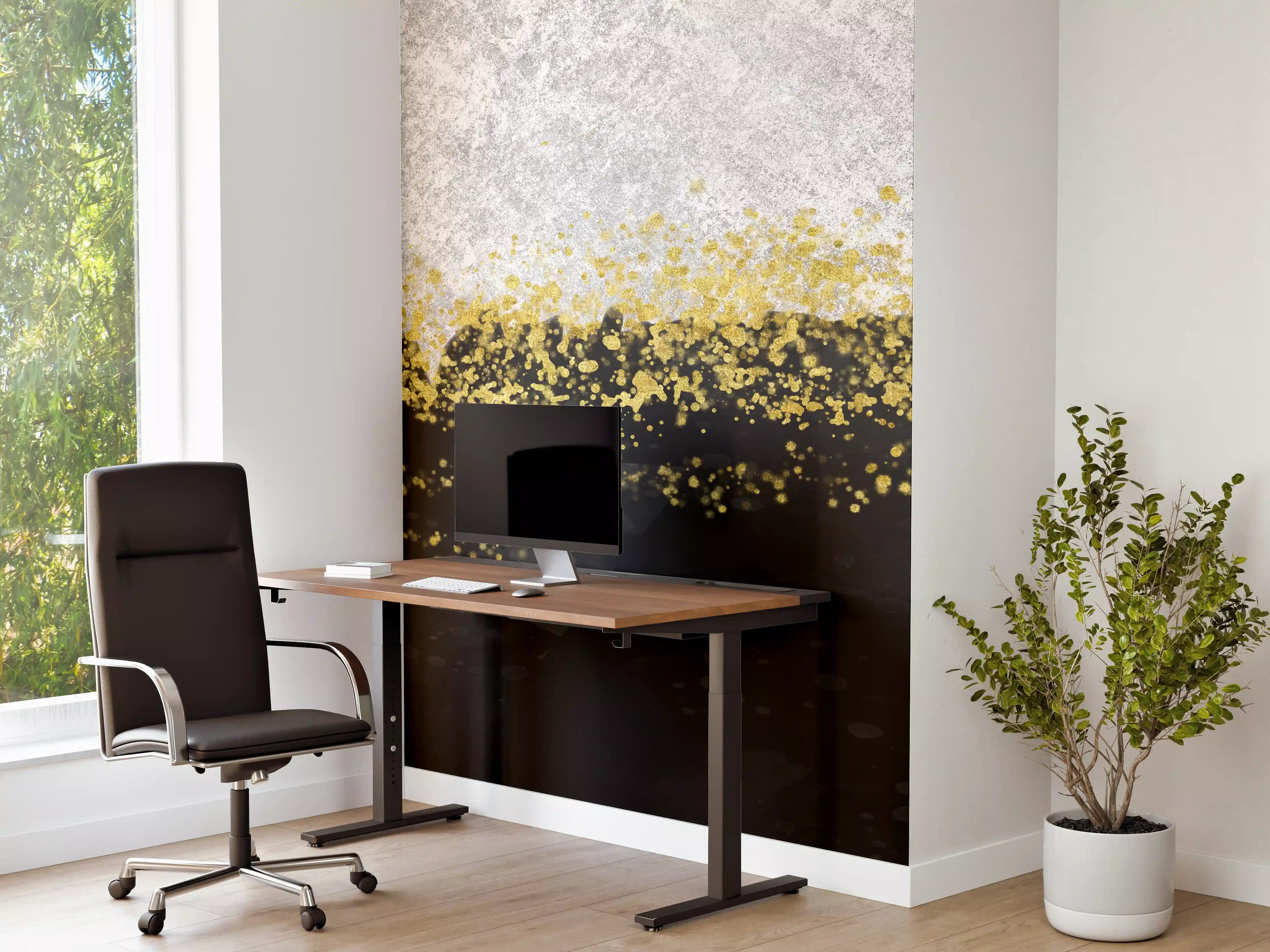 Büro Wandgestaltung - Gold-Schwarz-Weiß Resin Geode