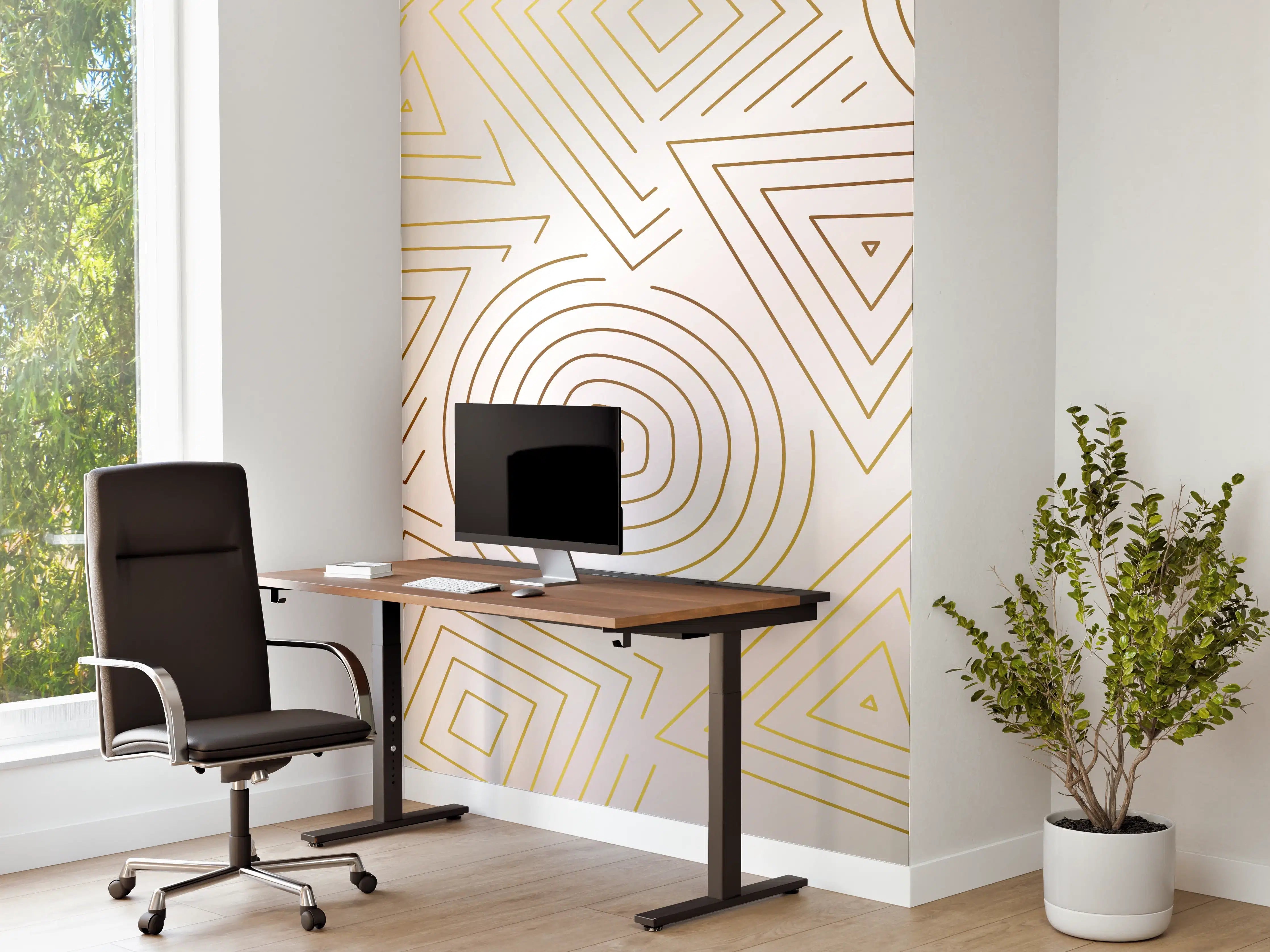 Büro Wandgestaltung - Gold-, Beige- und Graumuster