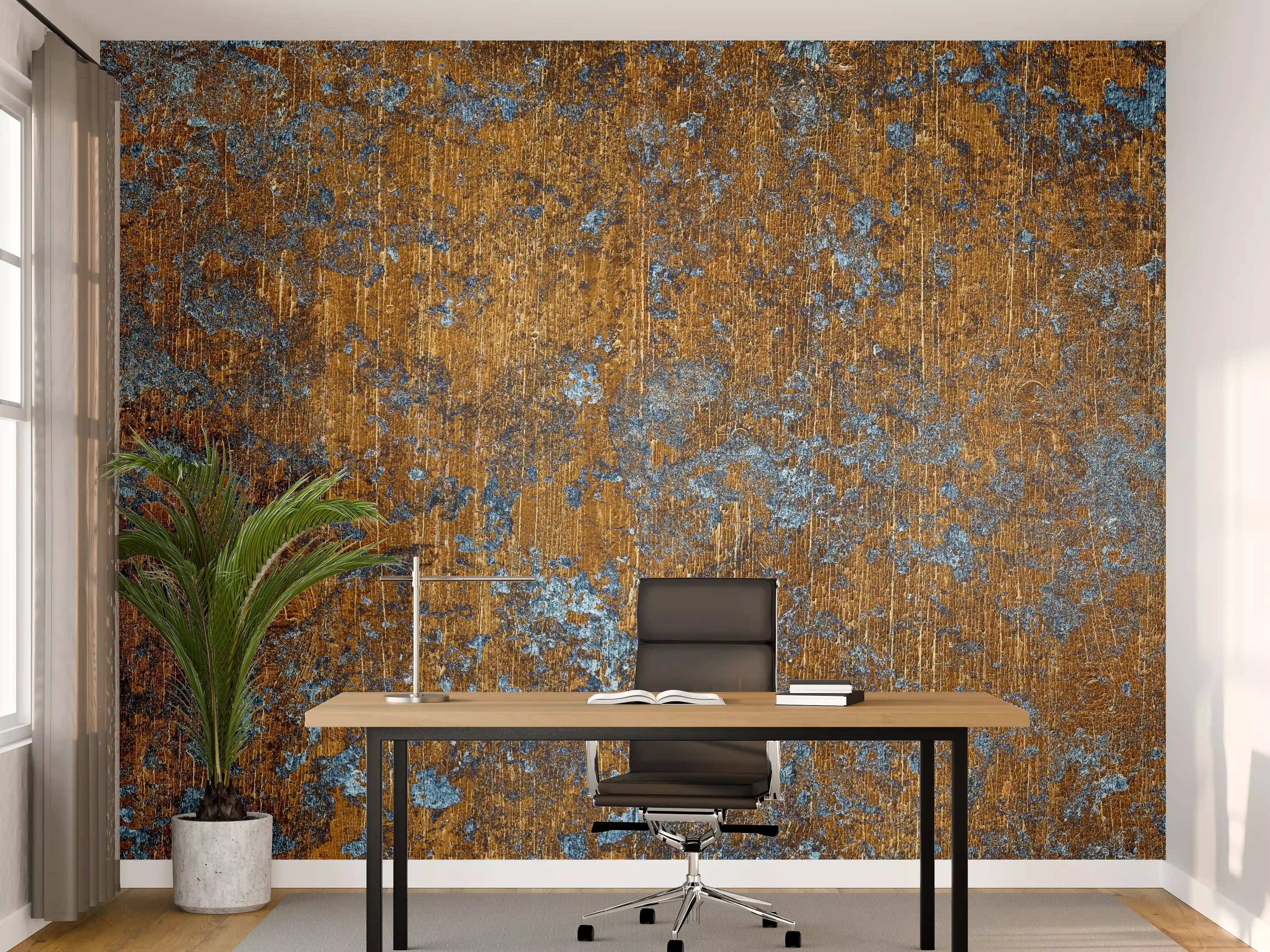 Büro Wandgestaltung - Gold-blaue alte Metalltextur