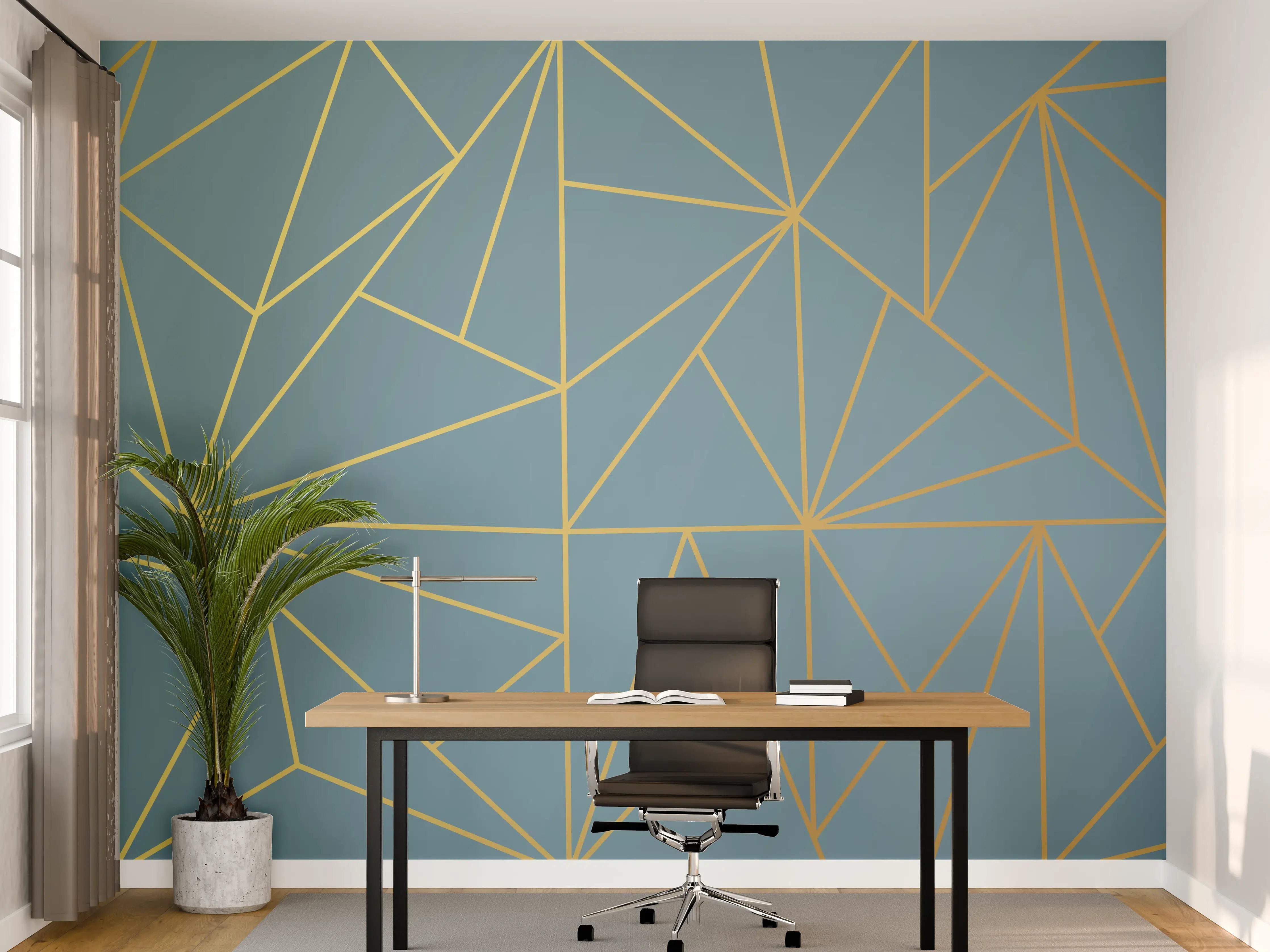 Büro Wandgestaltung - GoldLine Geometrische Kunst