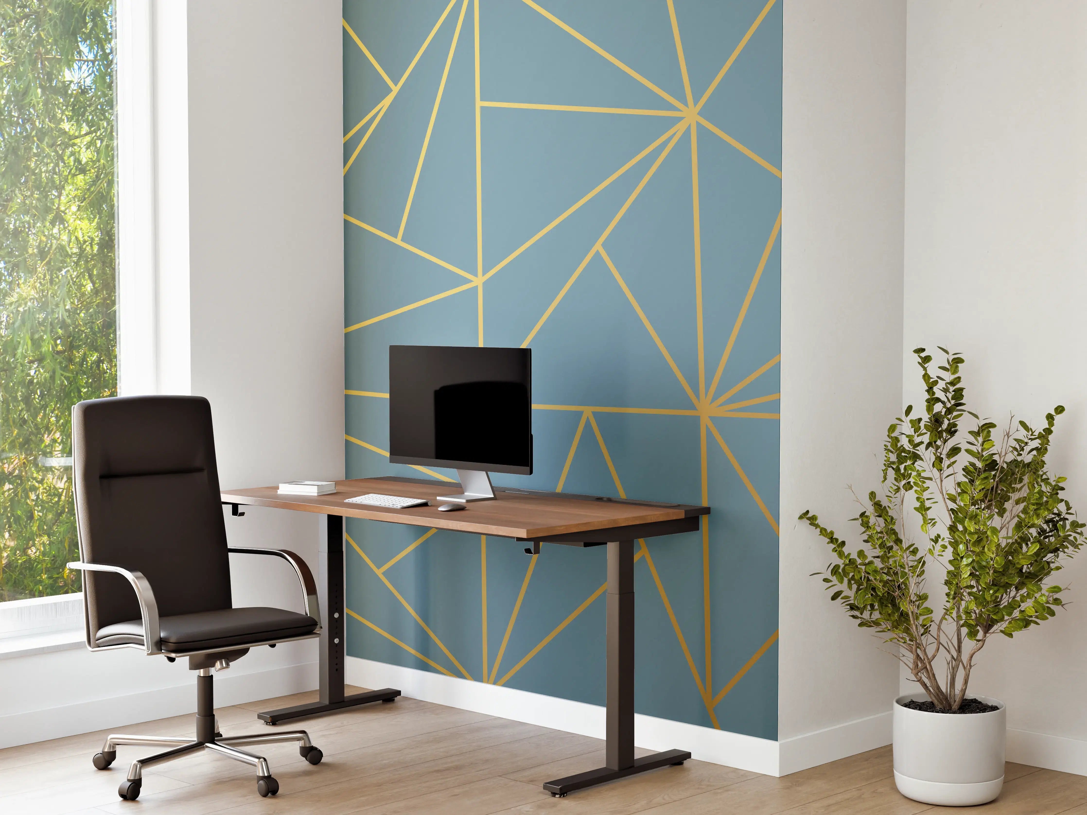 Büro Wandgestaltung - GoldLine Geometrische Kunst