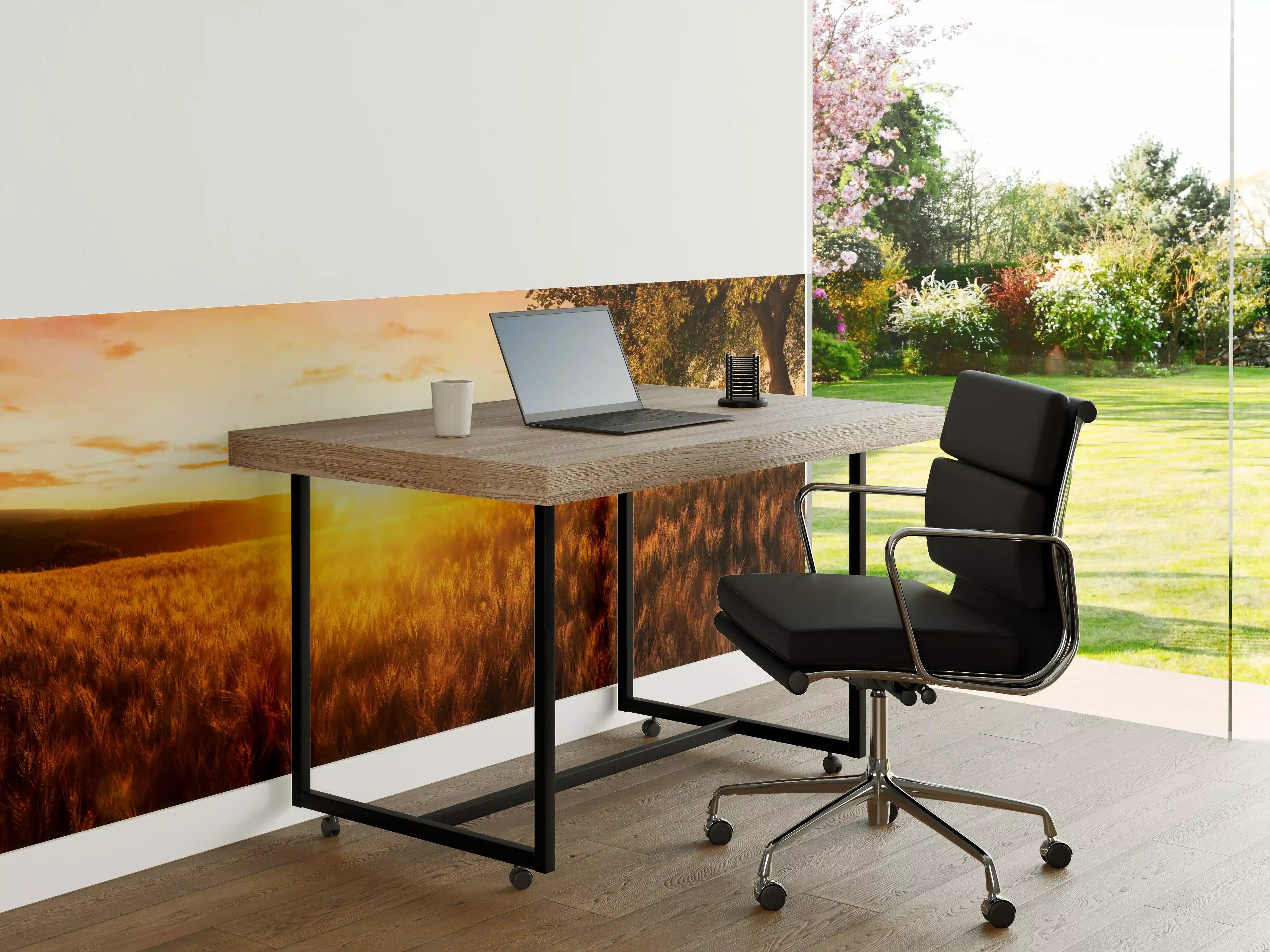 Büro Wandgestaltung - Golden Sunset über Feld mit Baum