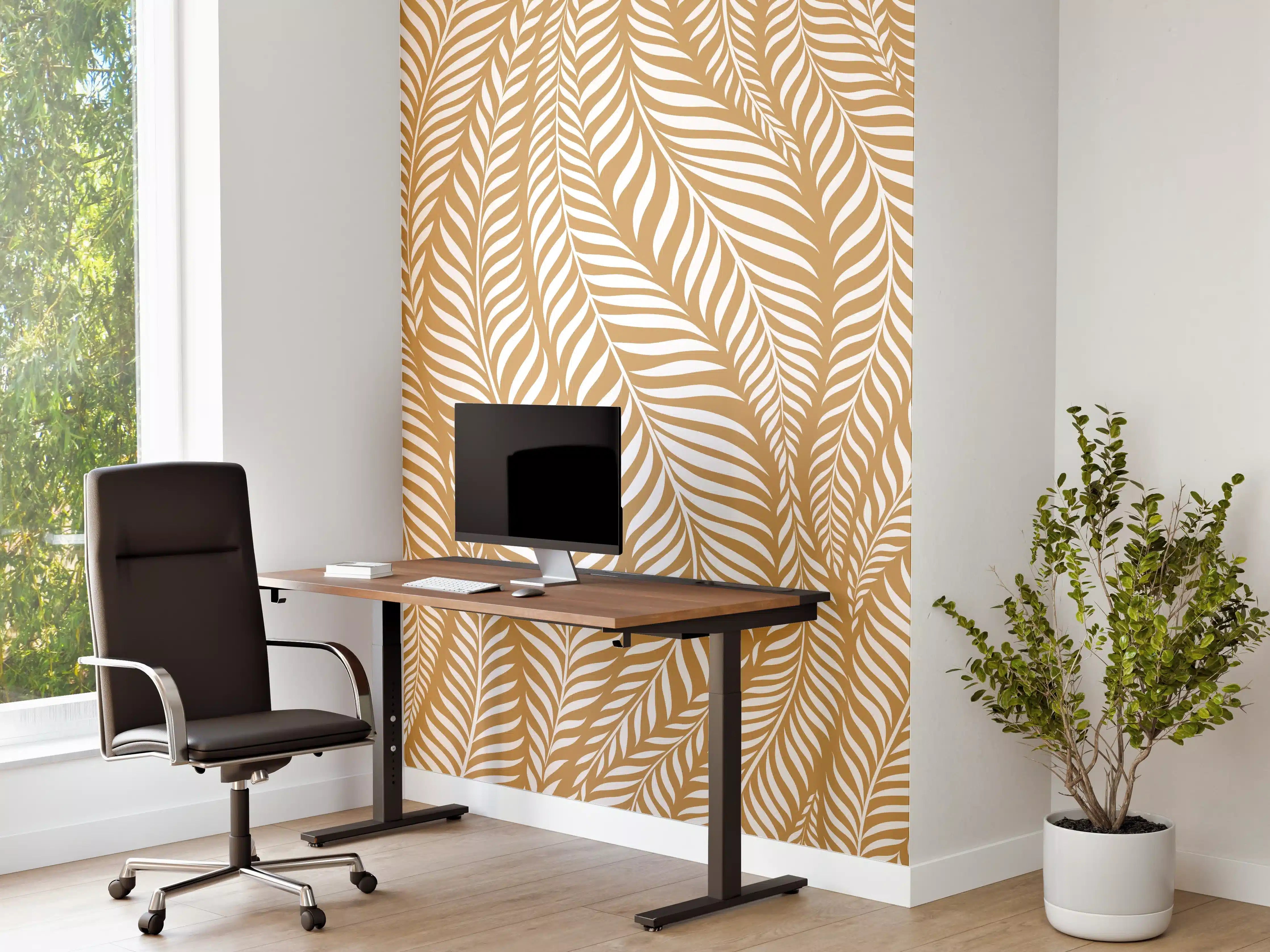 Büro Wandgestaltung - Goldene Blätter-Muster