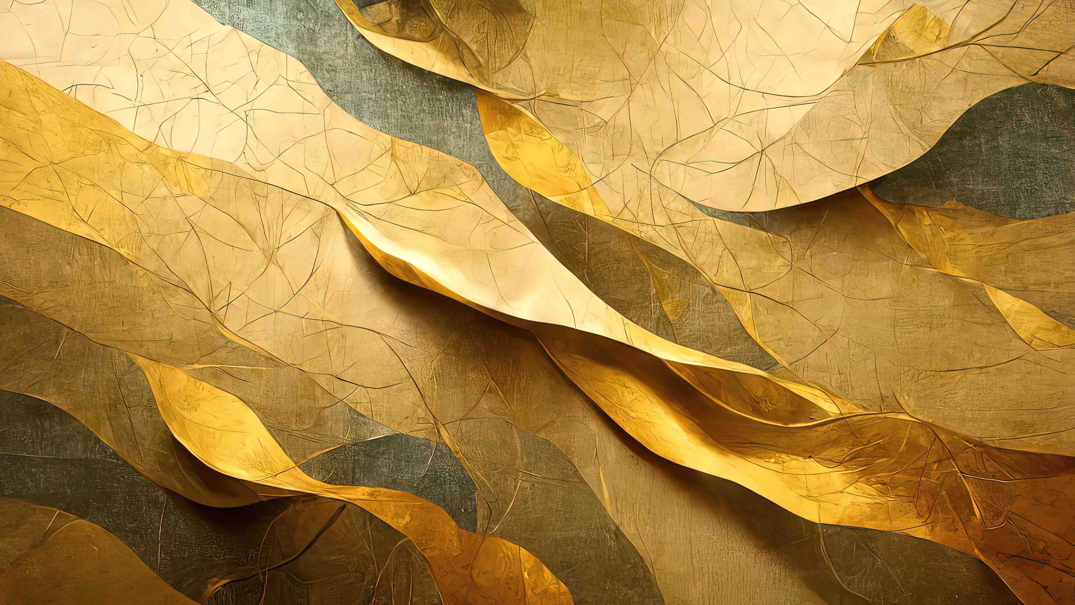 Büro Wandgestaltung-Goldene Blätter in warmem Licht