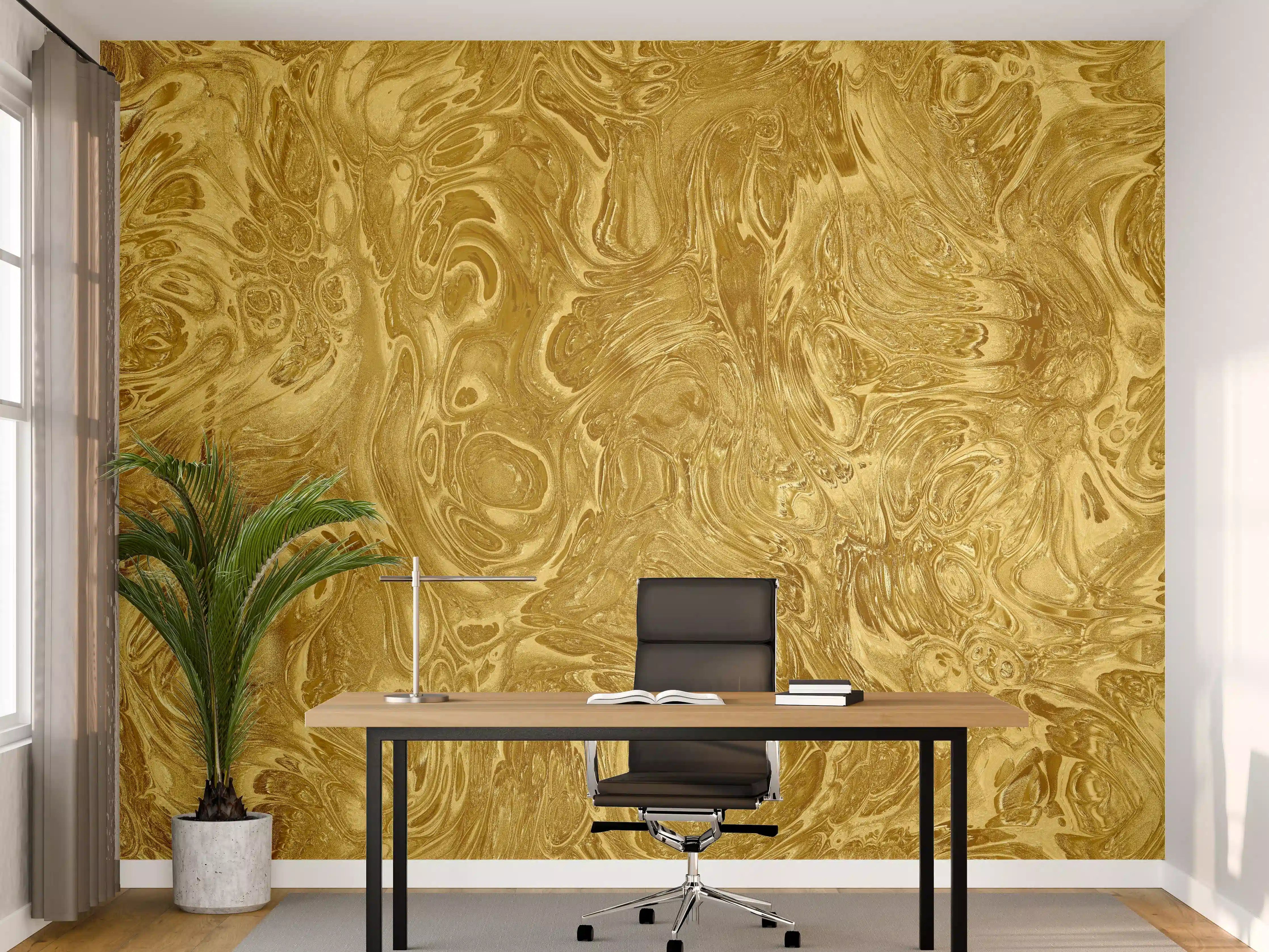 Büro Wandgestaltung - Goldene Flüssigkunst - Luxus