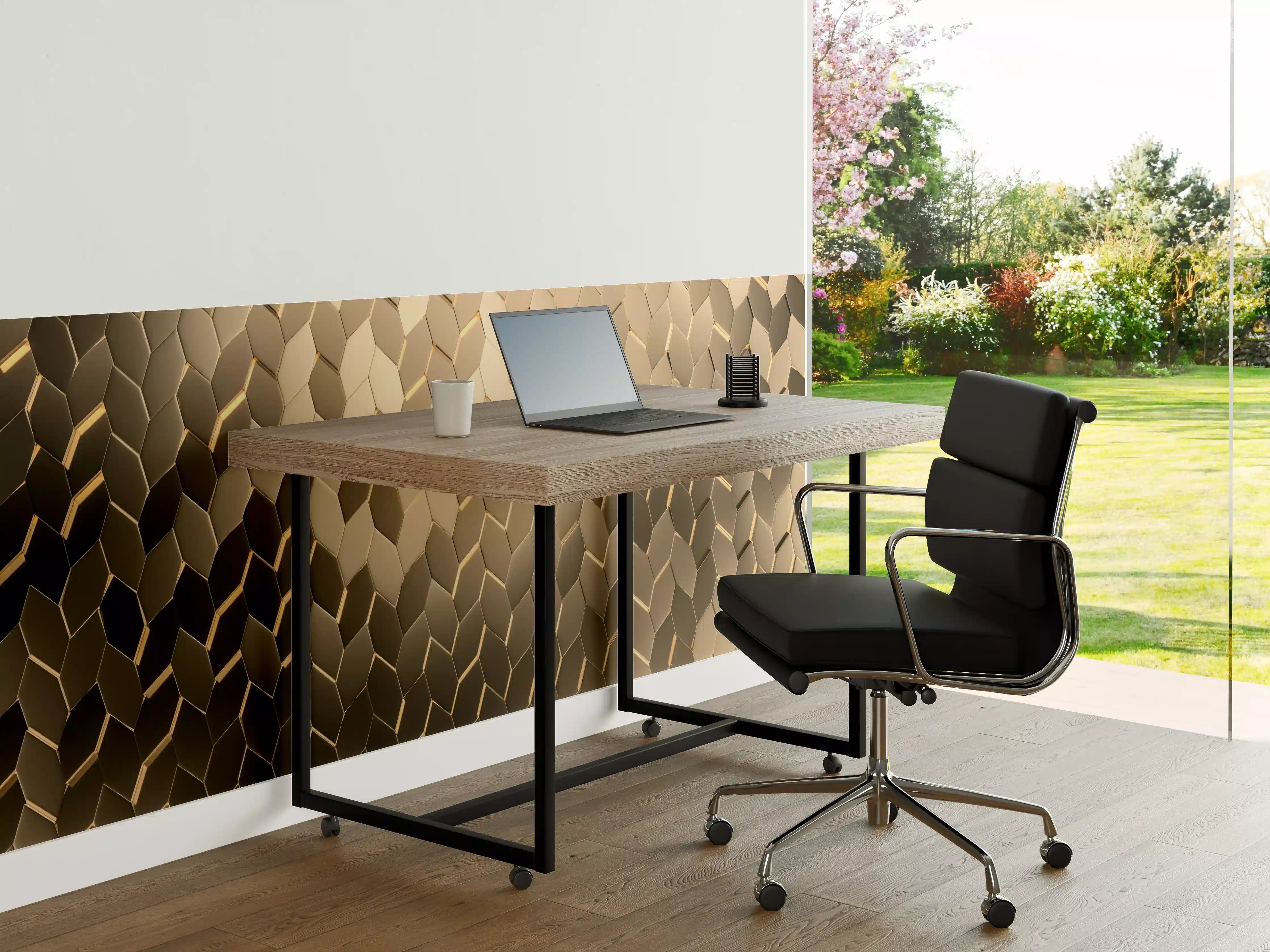 Büro Wandgestaltung - Goldene Hexagon-Textur mit schimmerndem Effekt